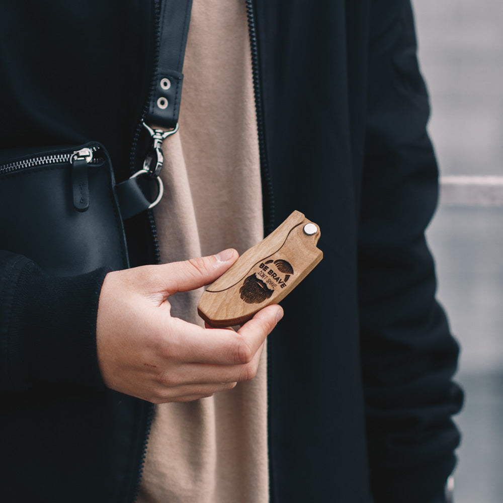 Wooden Beard Comb - Brave Man