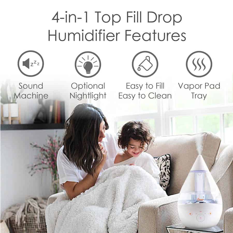 Crane 4-in-1 Top Fill Humidifier with Sound Machine &amp; Night Light (1 Gal. Tank)