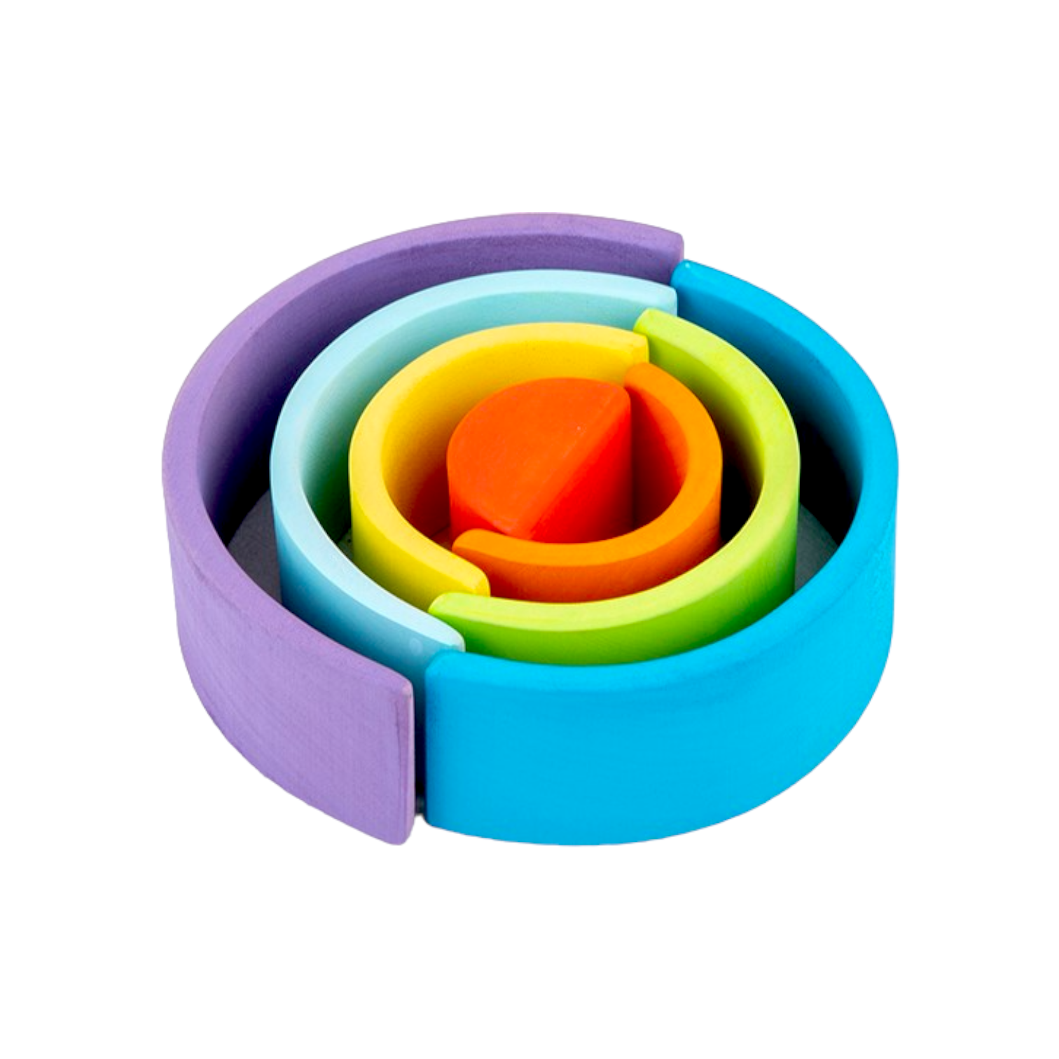 7 Pcs Stained Mini Wooden Rainbow Stacker In Stained Purple Sunset Color