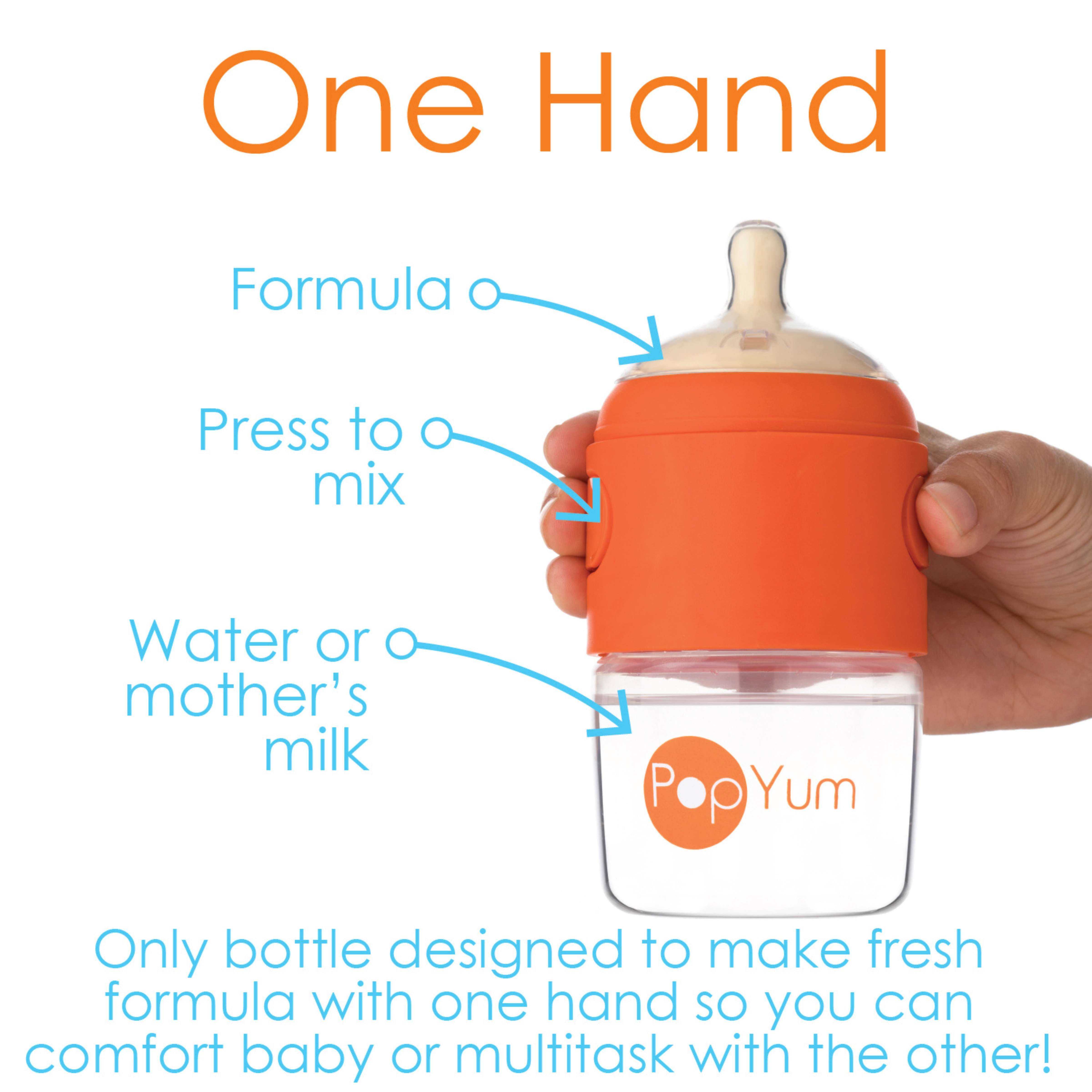 Popyum 5oz Anti-colic Baby Bottle For Breast And Formula Feeding, Orange, #1 Slow Flow Nipple