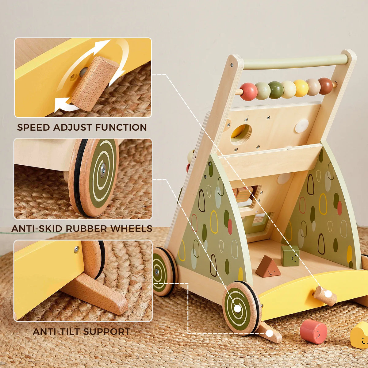 ® Sage Green Wooden Baby Walker