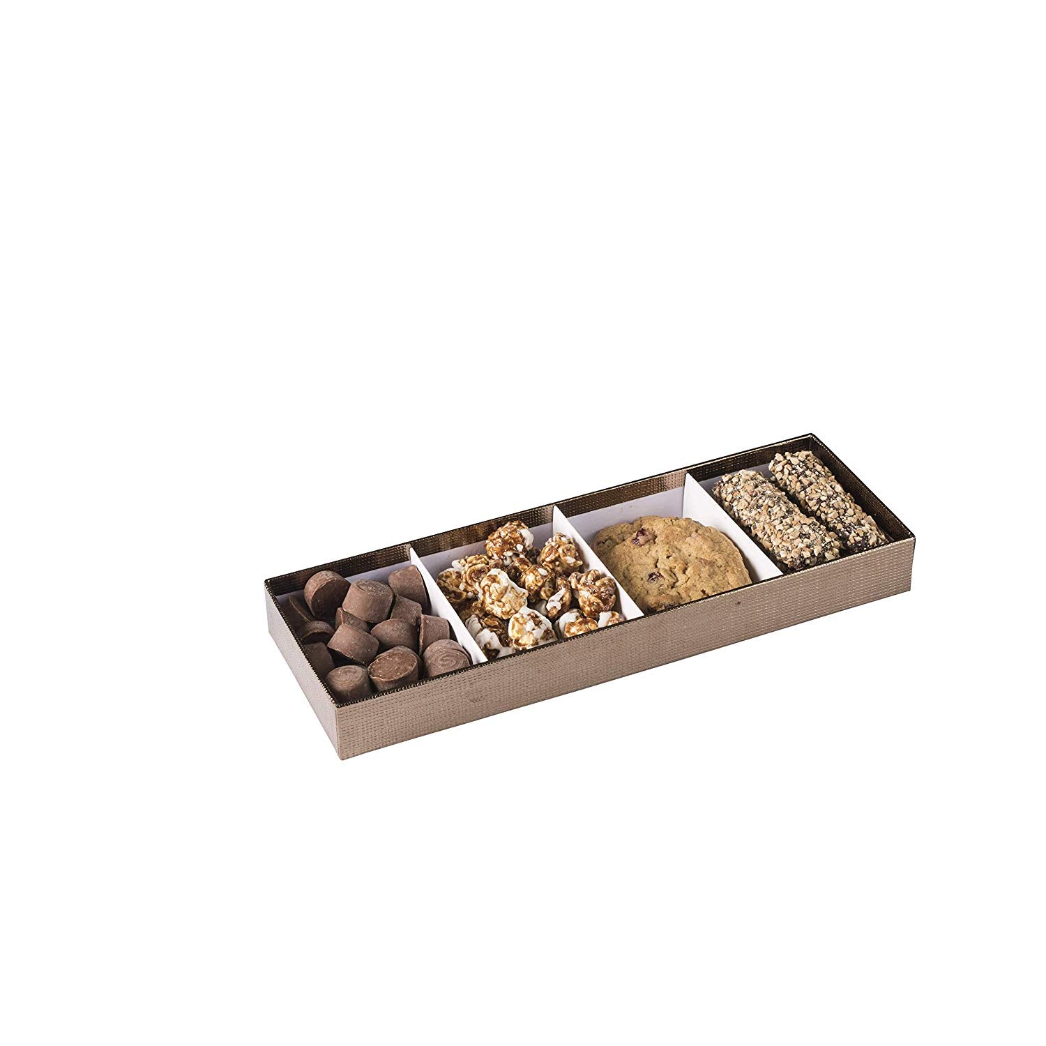 Four Section Gold Tray 8 Packs Gift Box With Clear Cover 11" X 3.75" X 1.25"