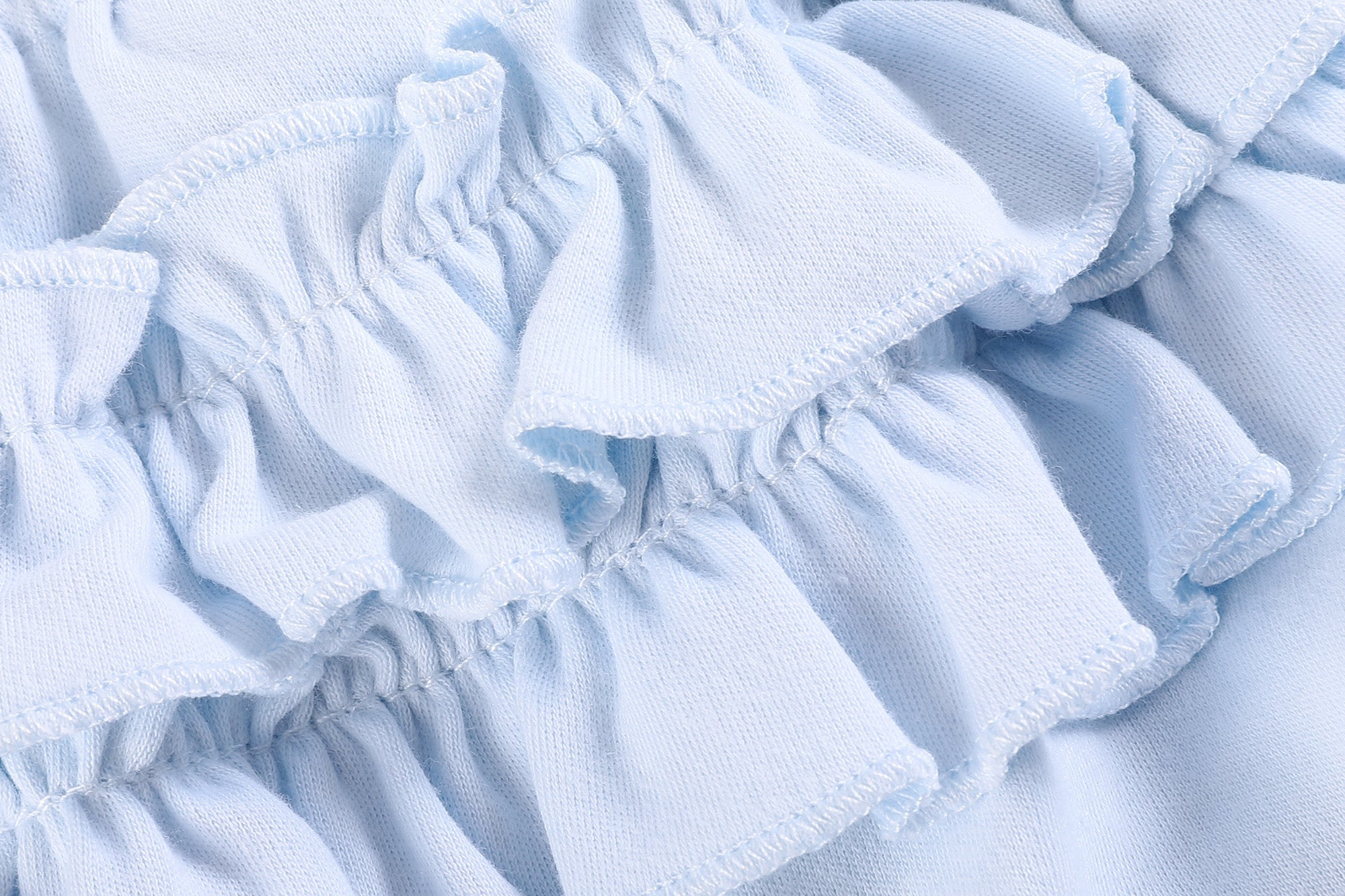 2 Pc Set Light Blue And White Ruffle Knit Cotton Bloomers