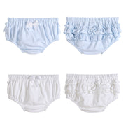 2 Pc Set Light Blue And White Ruffle Knit Cotton Bloomers