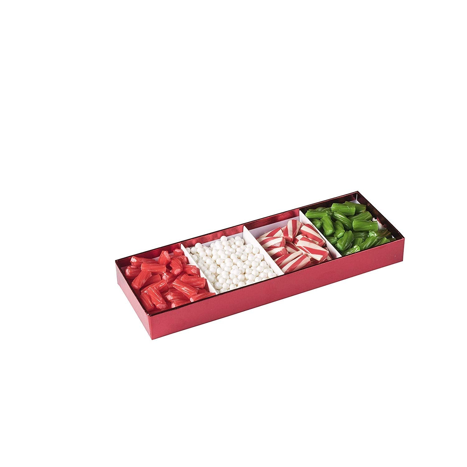 Four Section Red Tray 8 Packs Gift Box With Clear Cover 11" X 3.75" X 1.25"