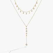Two-layered Princess Cut Crystal Necklace