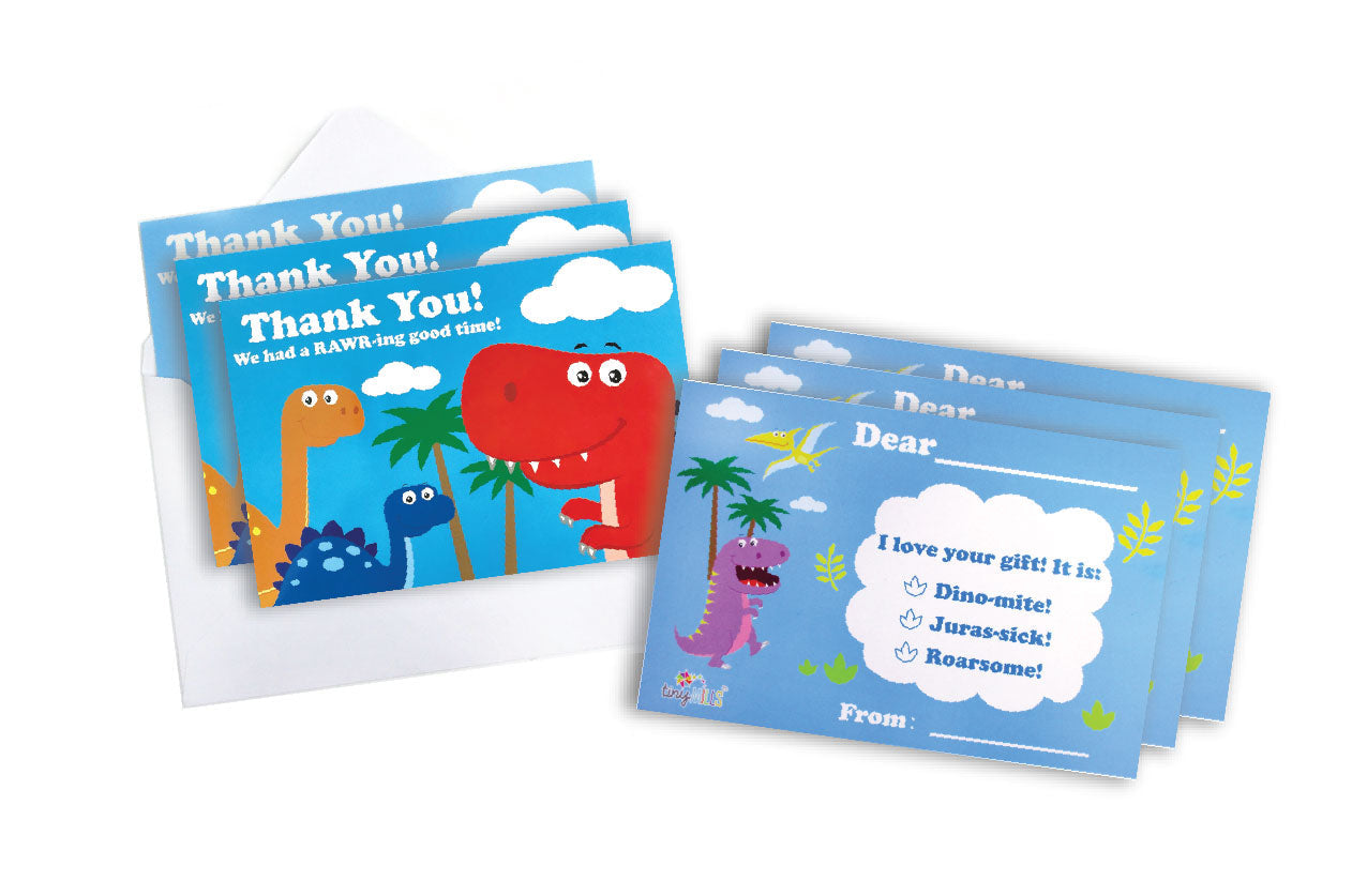 Dinosaur Fill-in Birthday Thank You Cards For Kids