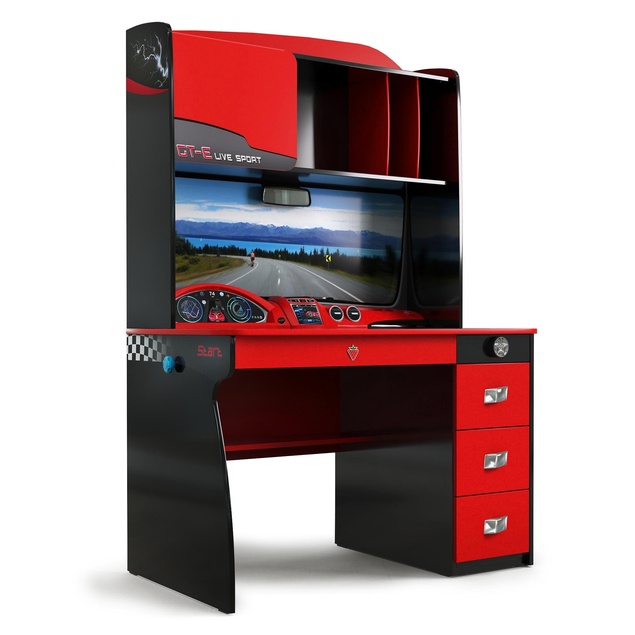 Gts Ev Study Desk & Hutch With Cabinet, Car Dashboard Design