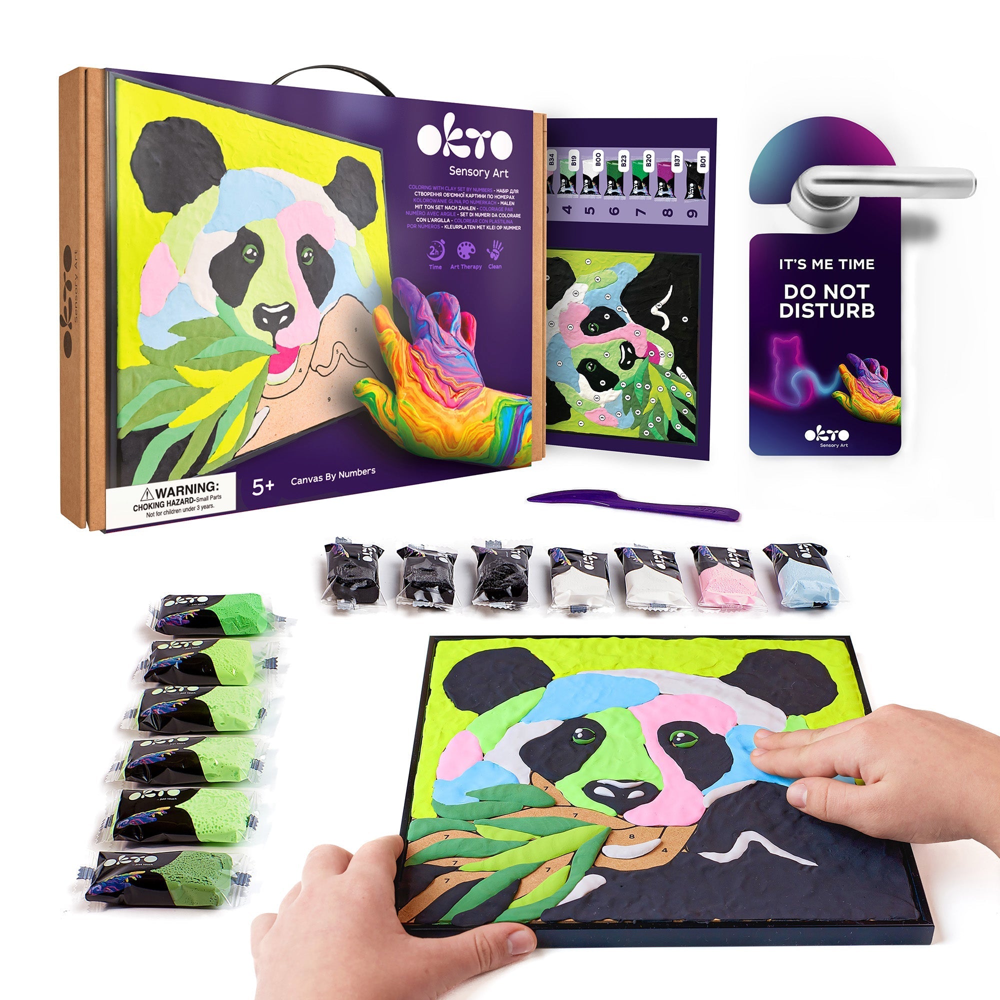 Okto Clay-by-numbers Kit – “panda” (11.4” X 11.4”)