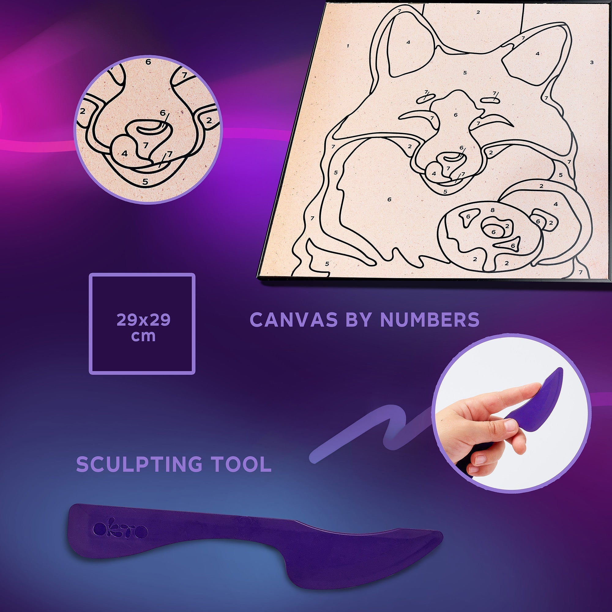 Okto Clay-by-numbers Kit – “fox” (11.4” X 11.4”)