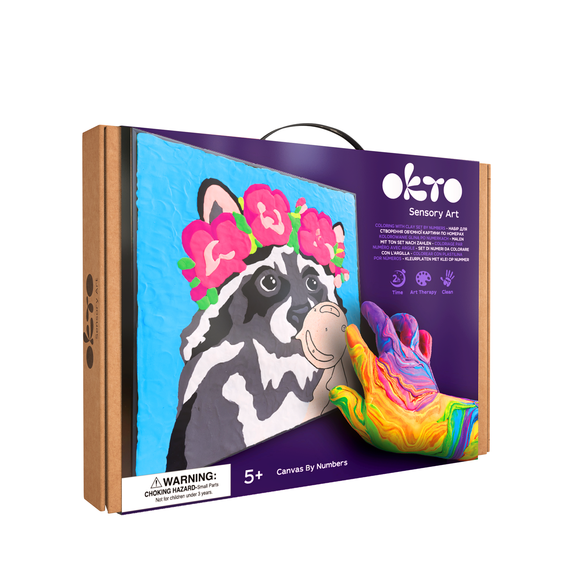 Okto Clay-by-numbers Kit – “raccoon” (11.4” X 11.4”)