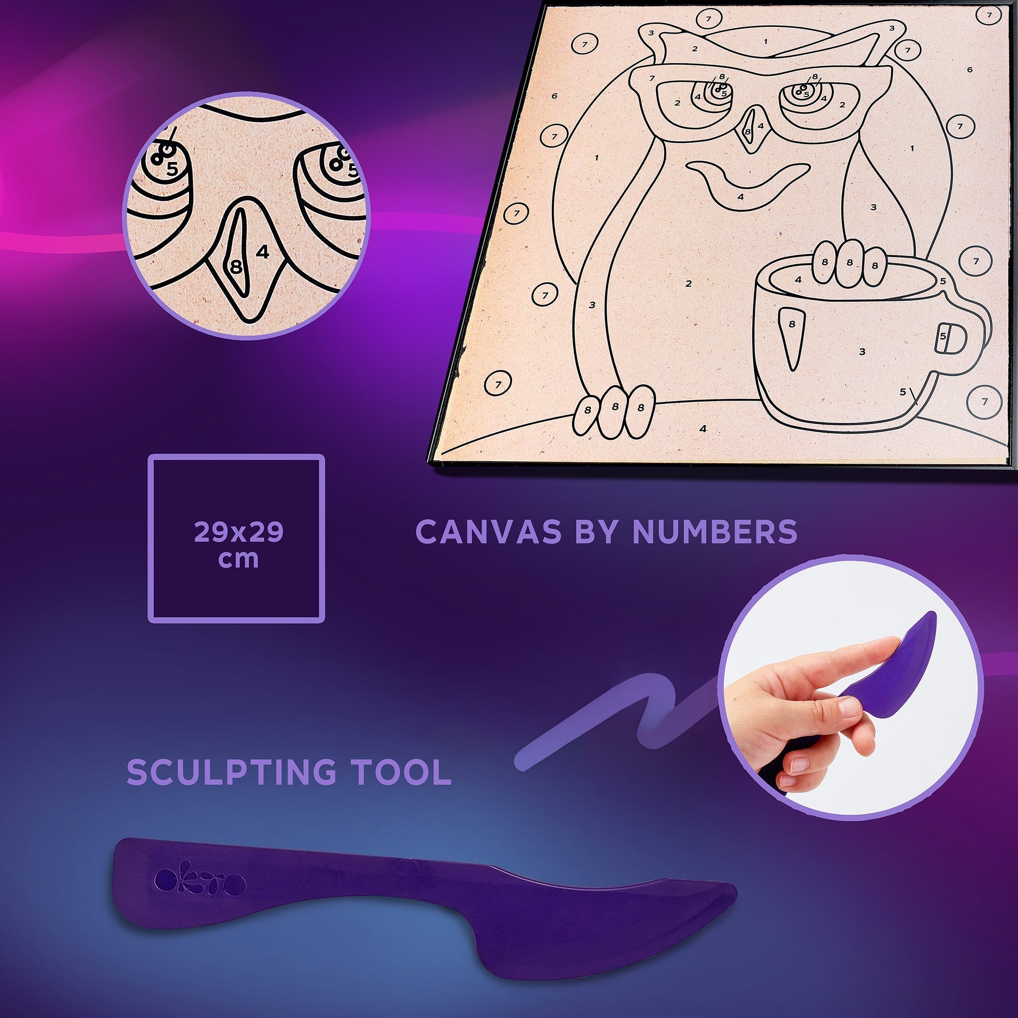 Okto Clay-by-numbers Kit – “owl” (11.4” X 11.4”)