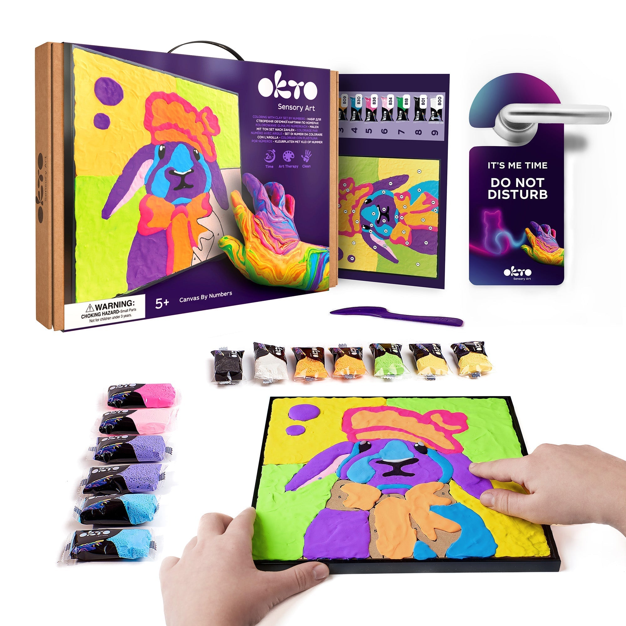 Okto Clay-by-numbers Kit – “bunny” (11.4” X 11.4”)