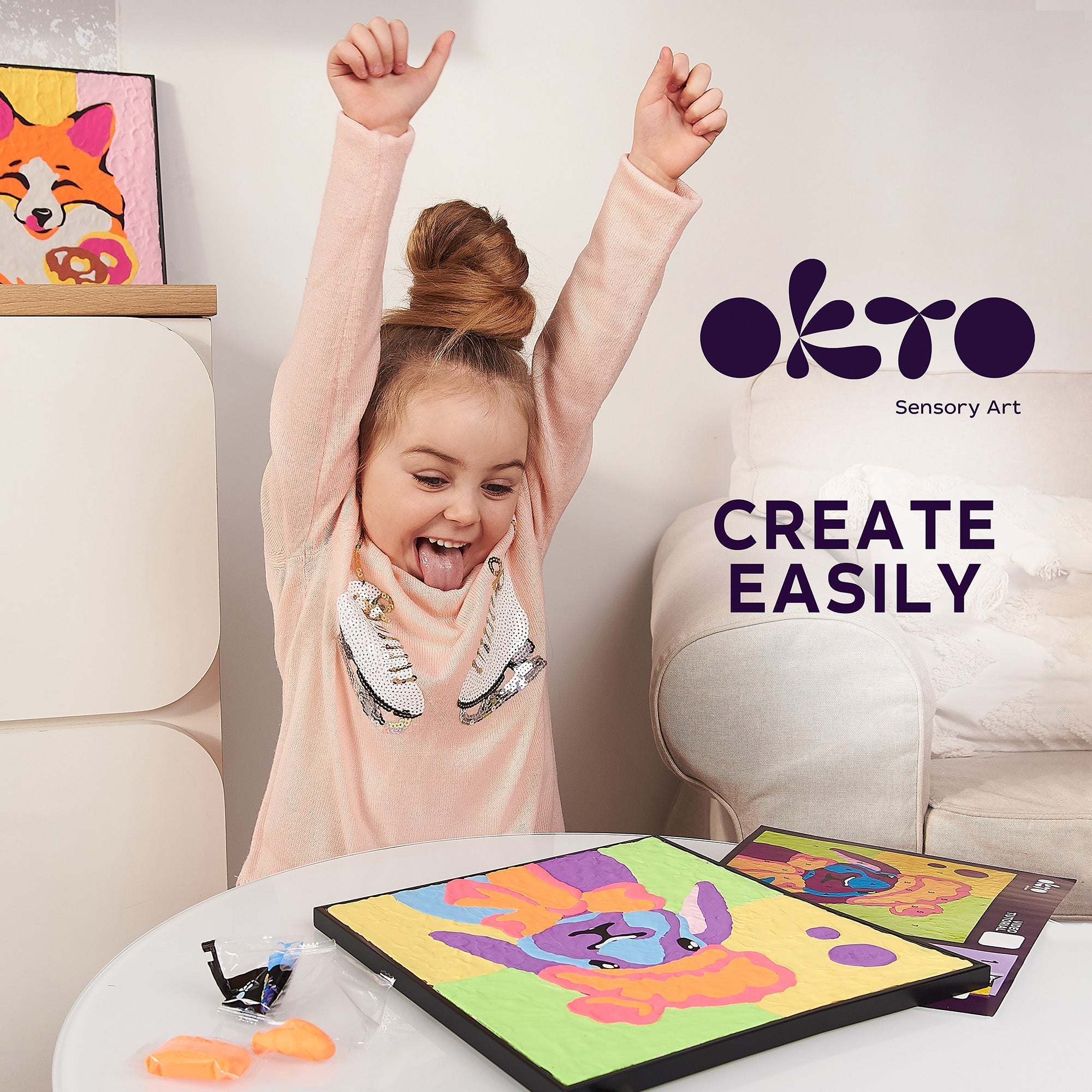 Okto Clay-by-numbers Kit – “bunny” (11.4” X 11.4”)