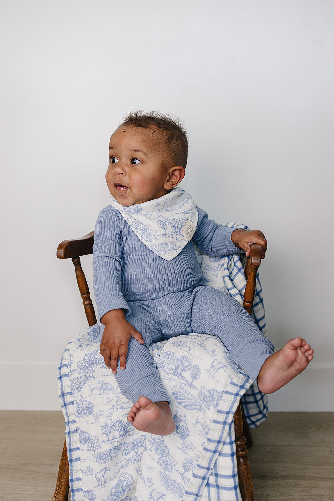 Farm Toile + Blue & Green Plaid Muslin Quilt