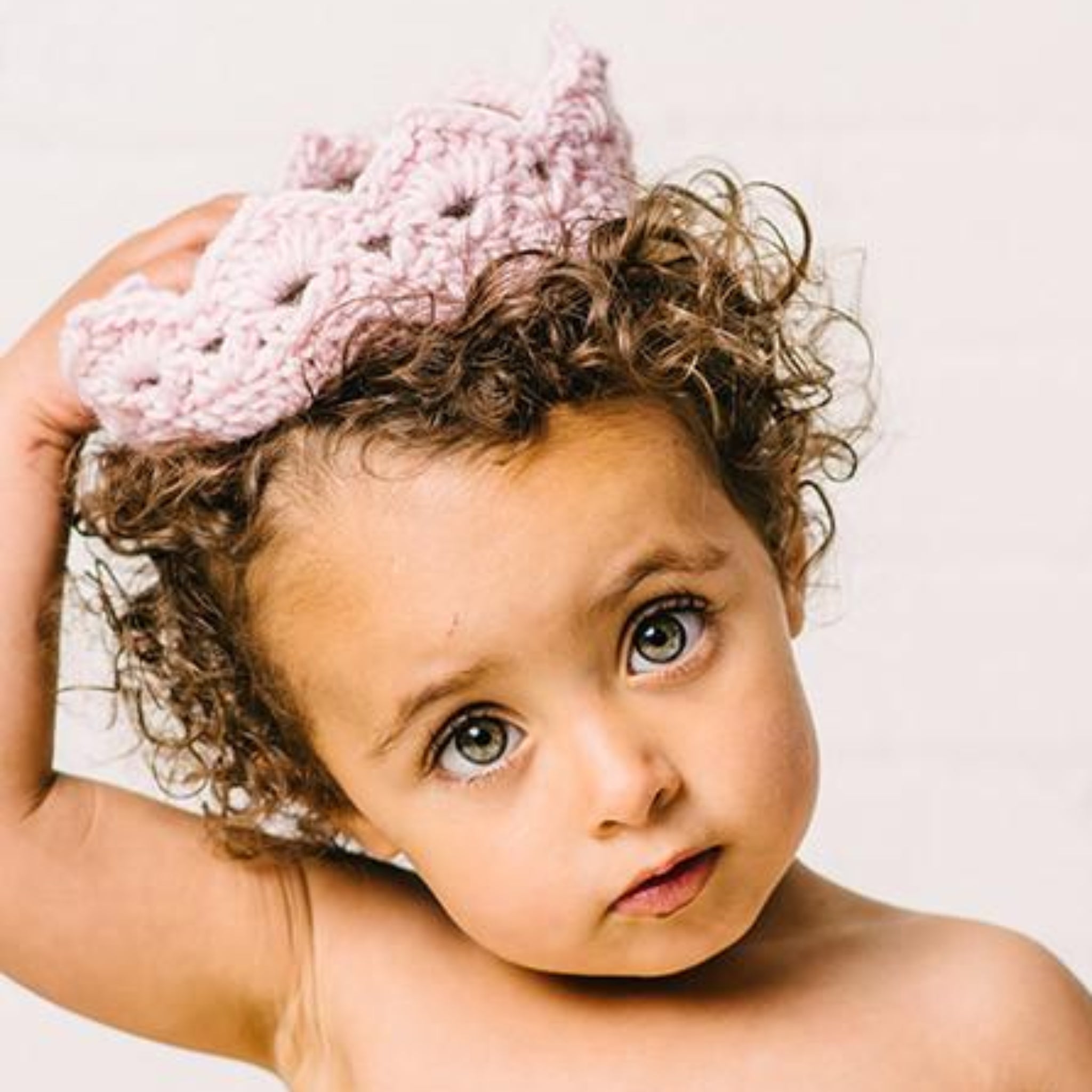 Avery Hand-crochet Crown, Pink