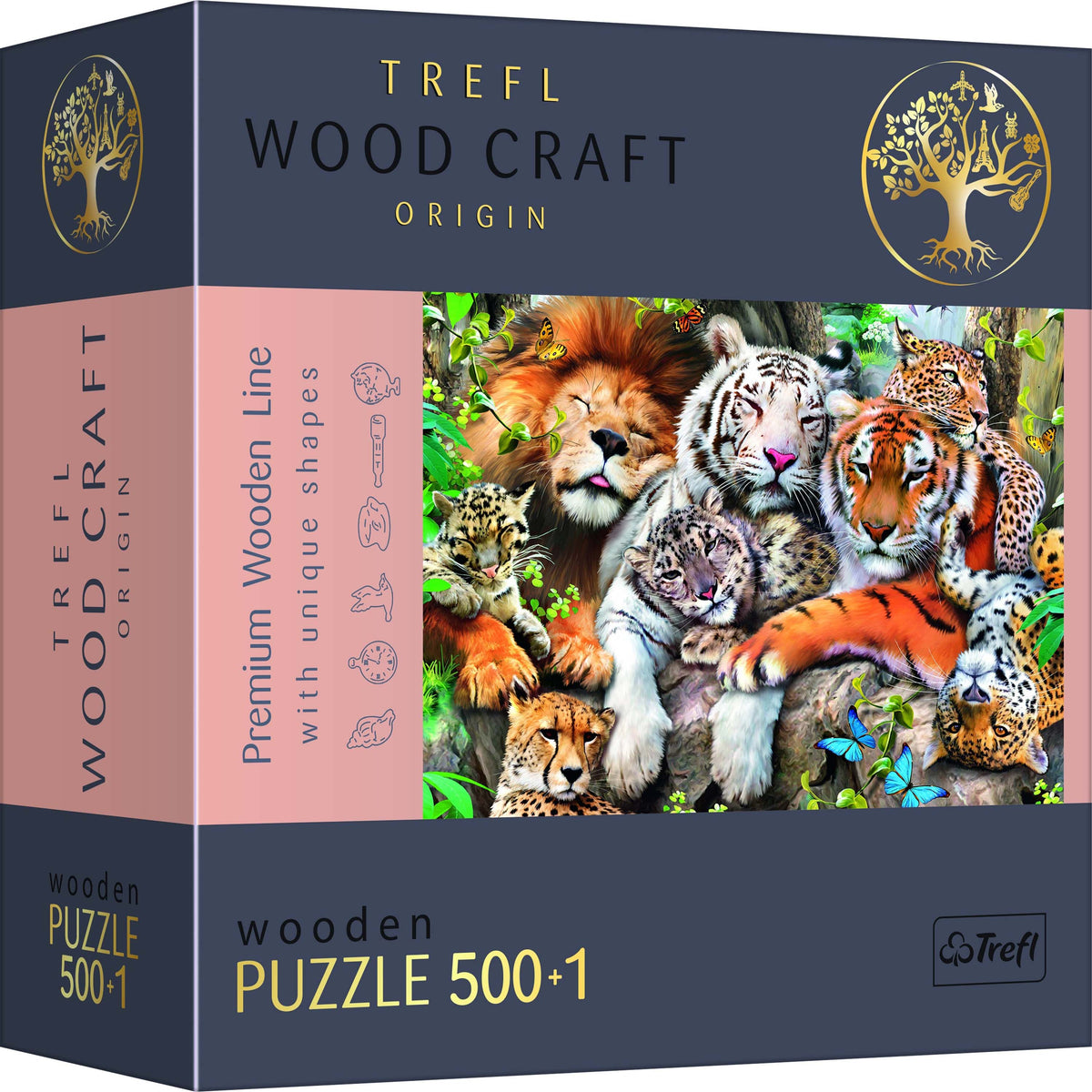 Wood Craft 501 Piece Wooden Puzzle - Wild Cats In The Jungle