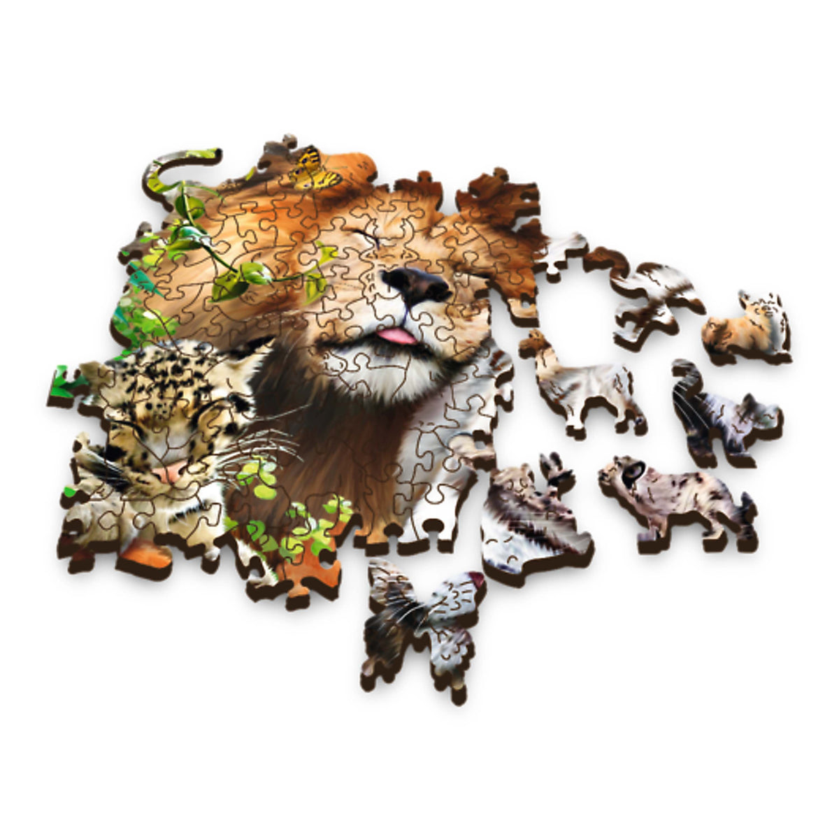 Wood Craft 501 Piece Wooden Puzzle - Wild Cats In The Jungle
