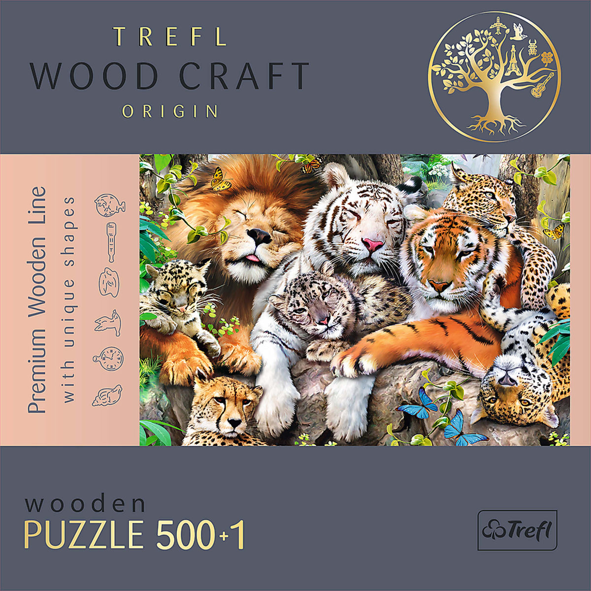Wood Craft 501 Piece Wooden Puzzle - Wild Cats In The Jungle