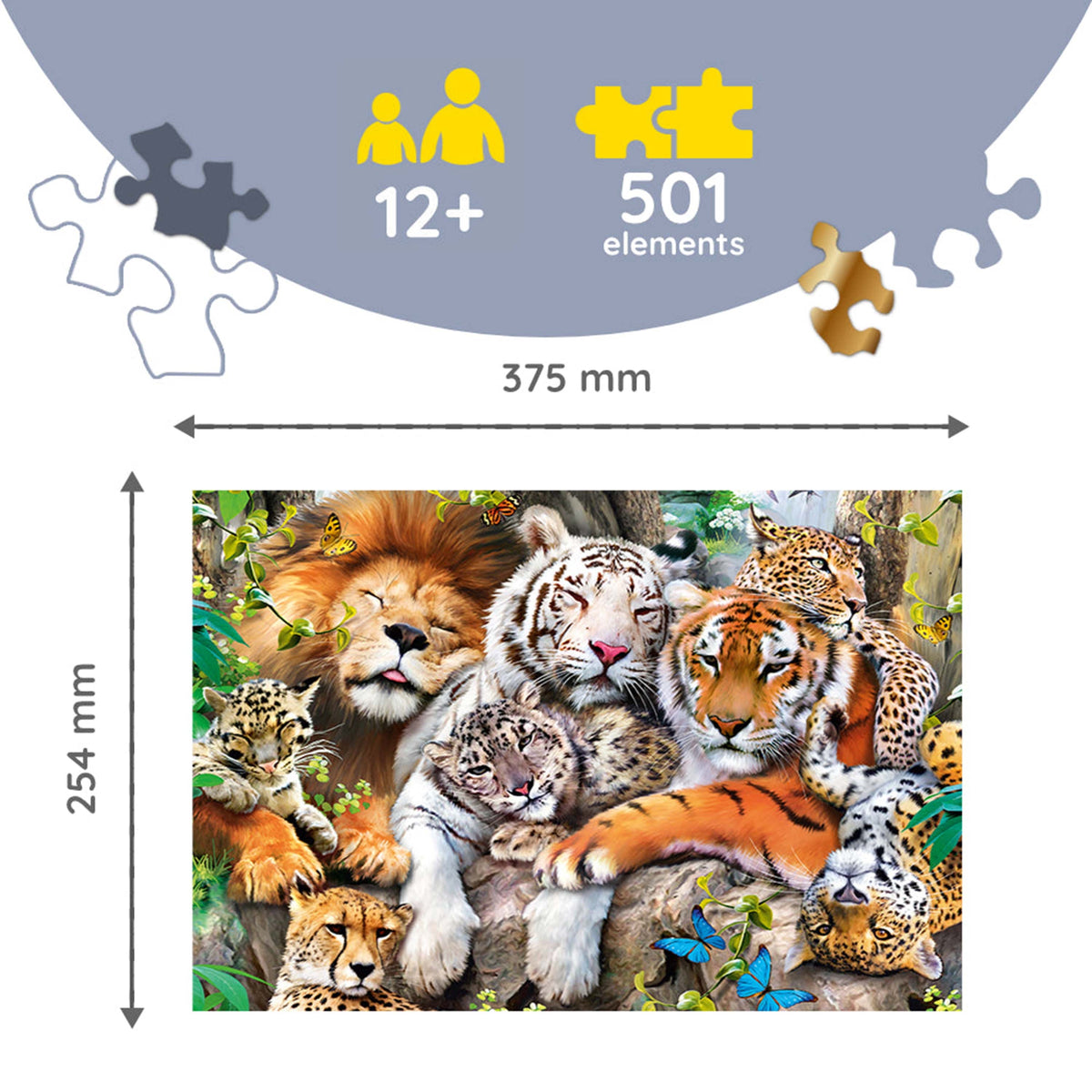 Wood Craft 501 Piece Wooden Puzzle - Wild Cats In The Jungle