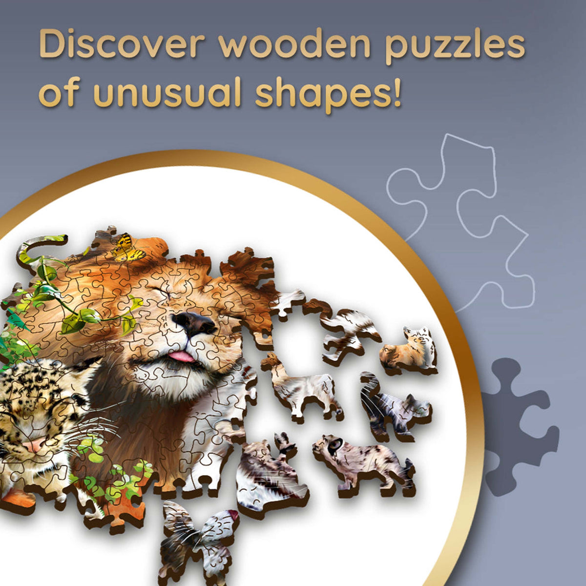 Wood Craft 501 Piece Wooden Puzzle - Wild Cats In The Jungle
