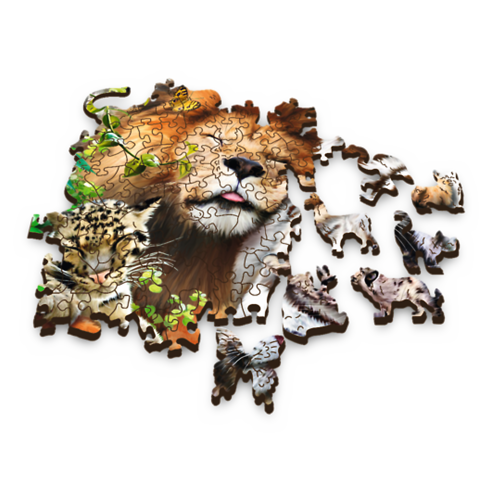 Wood Craft 501 Piece Wooden Puzzle - Wild Cats In The Jungle