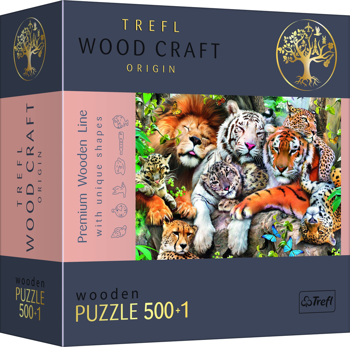 Wood Craft 501 Piece Wooden Puzzle - Wild Cats In The Jungle