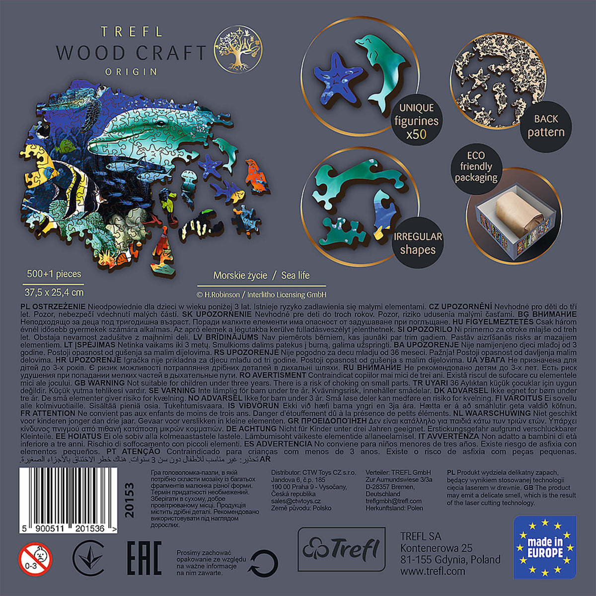 Wood Craft 501 Piece Wooden Puzzle - Sea Life
