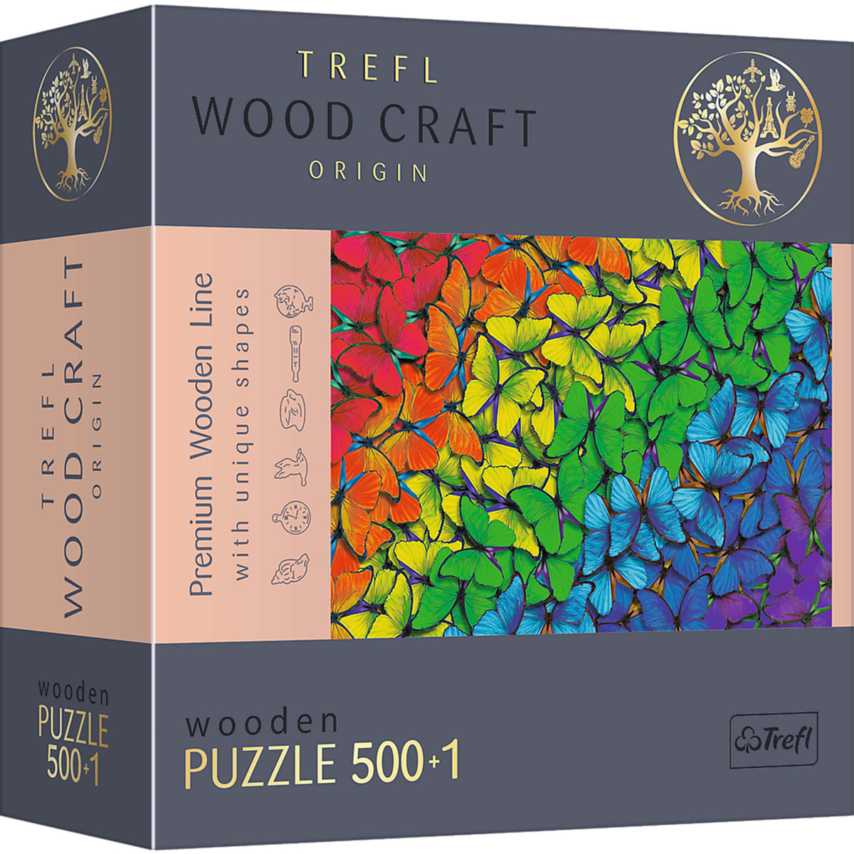 Wood Craft 501 Piece Wooden Puzzle - Rainbow Butterflies