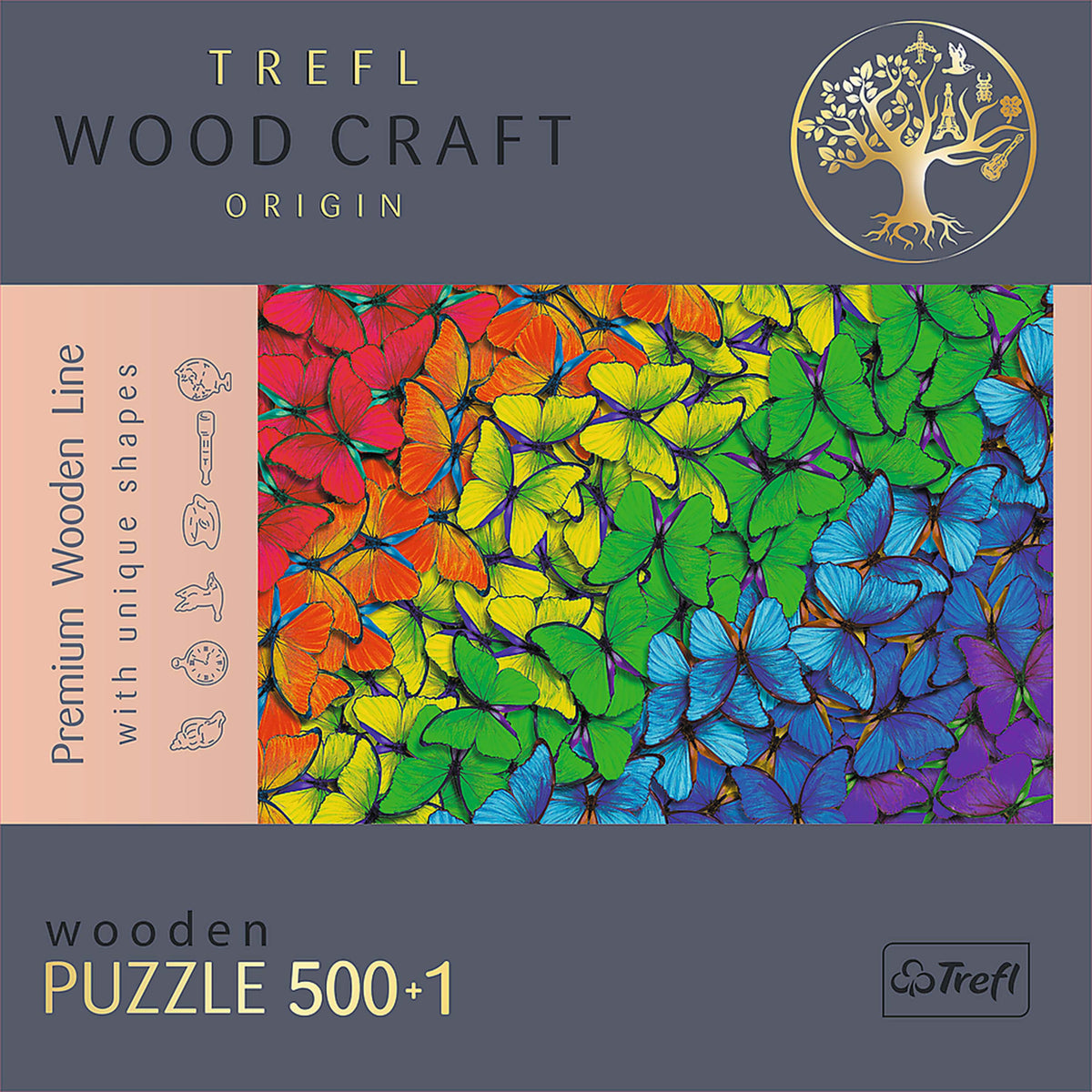 Wood Craft 501 Piece Wooden Puzzle - Rainbow Butterflies