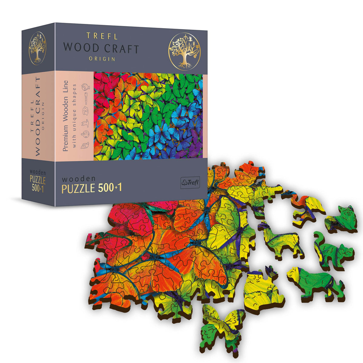 Wood Craft 501 Piece Wooden Puzzle - Rainbow Butterflies