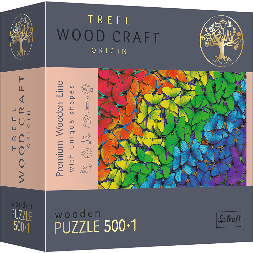 Wood Craft 501 Piece Wooden Puzzle - Rainbow Butterflies