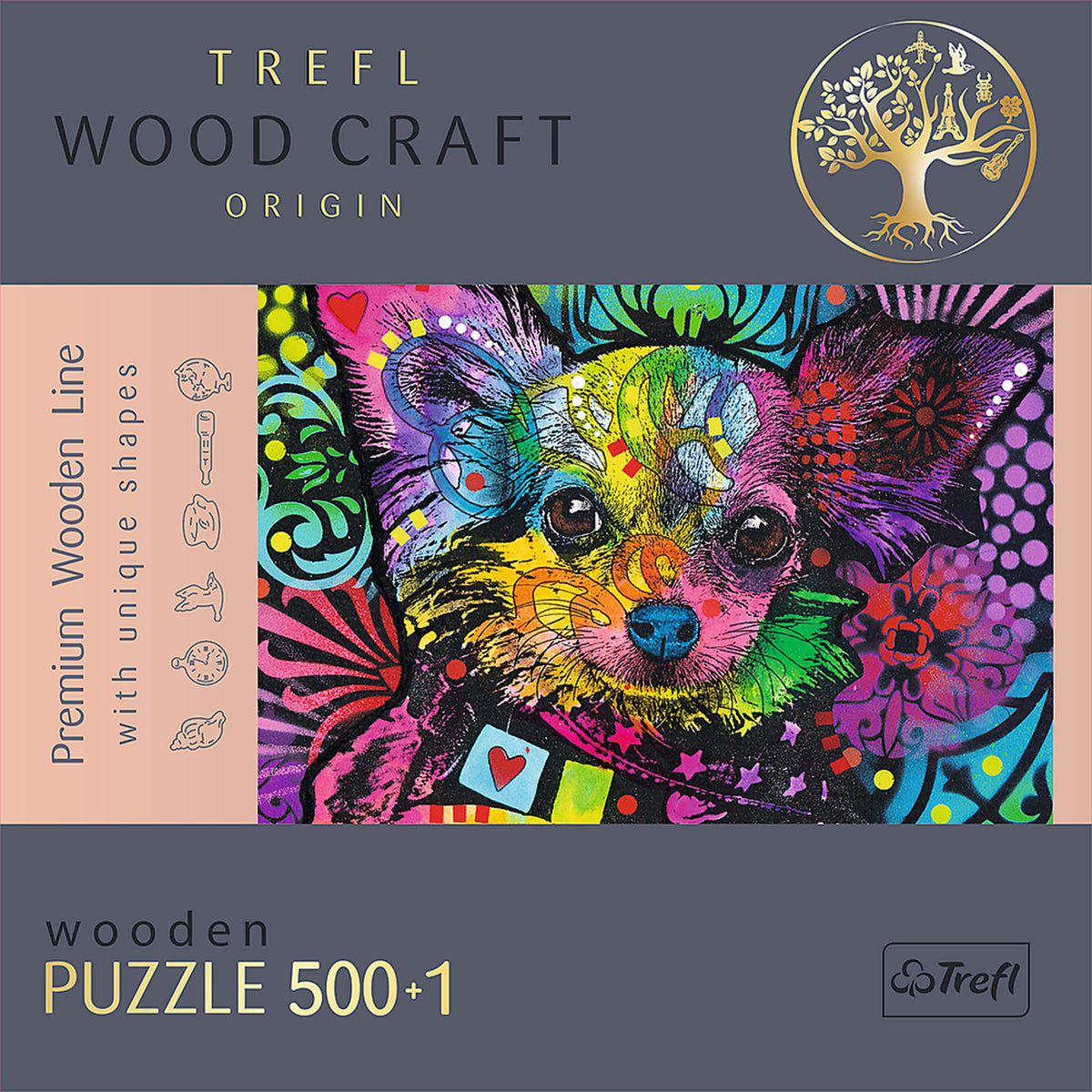 Wood Craft 501 Piece Wooden Puzzle - Colorful Puppy