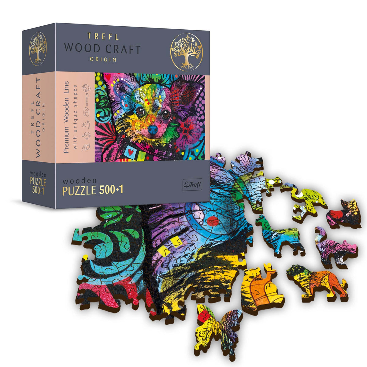 Wood Craft 501 Piece Wooden Puzzle - Colorful Puppy