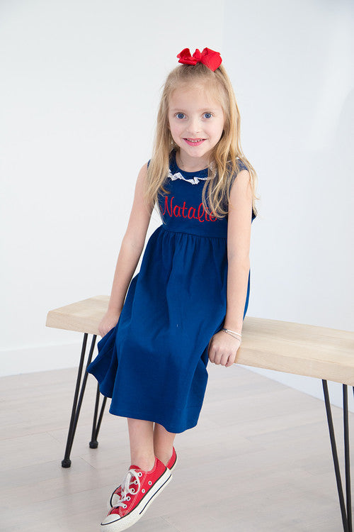 Girls Sleeveless Dress With Lace (discontinued - Sale)