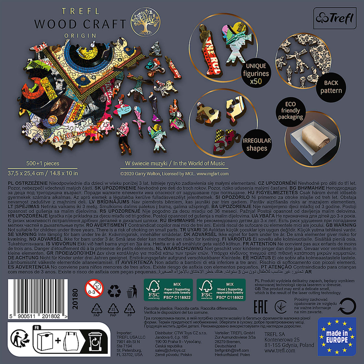 Wood Craft 501 Piece Wooden Puzzle - In The World Of Music