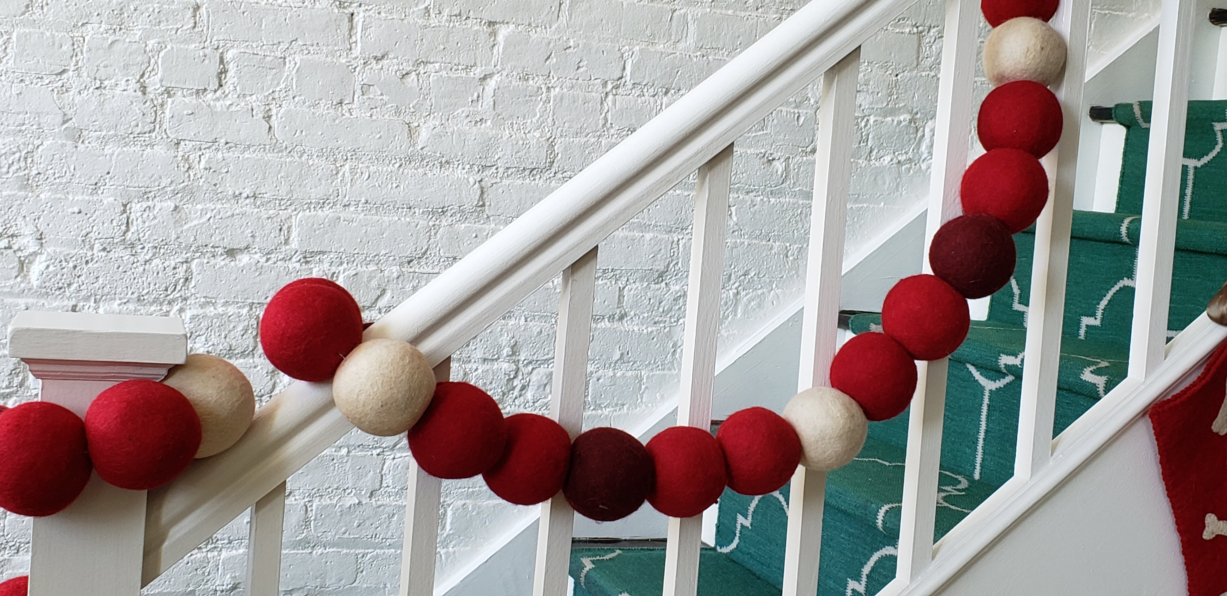 Enormous Christmas Garland - Extra Large Maroon, Red, And Cream Balls - 6'