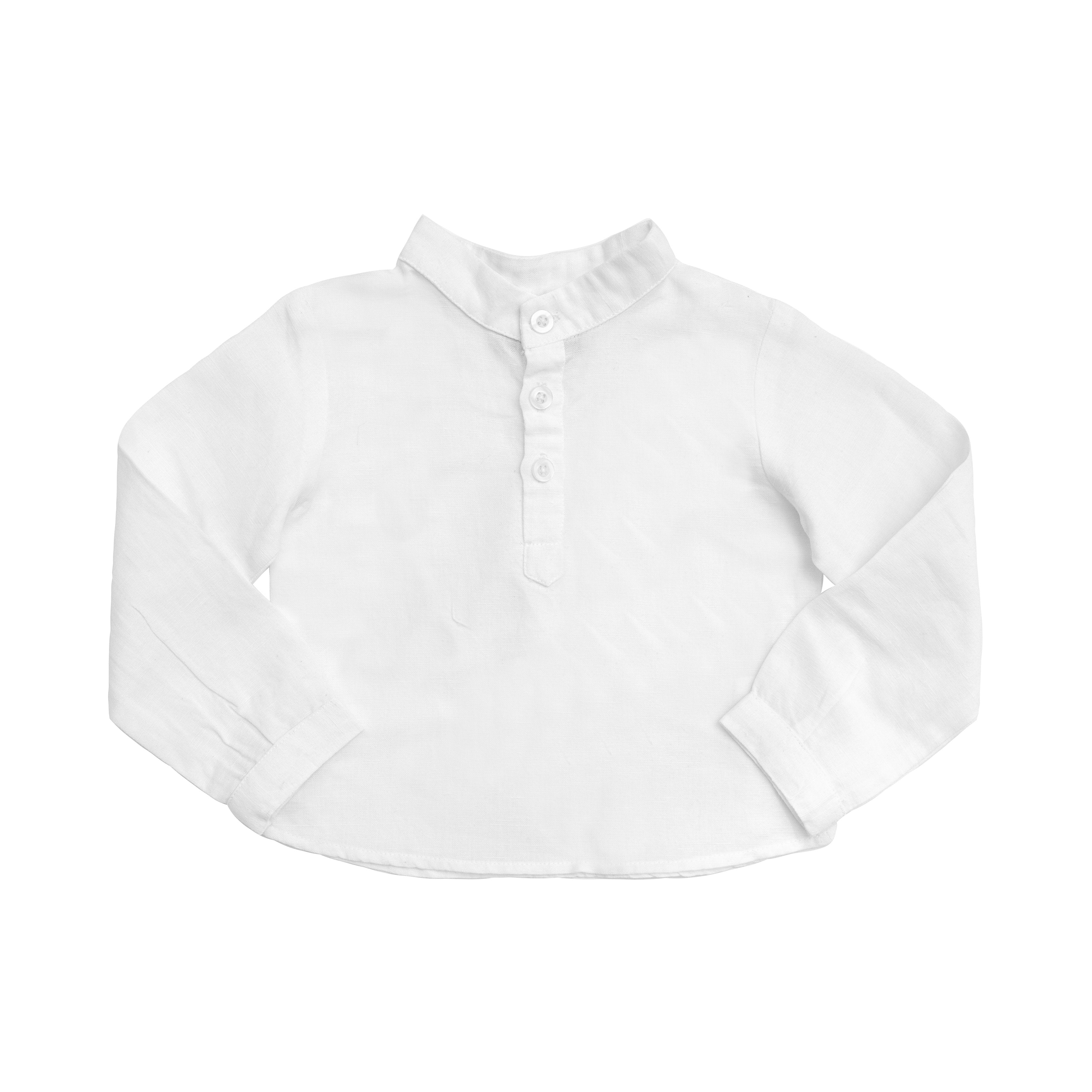 Boys French Collar Shirt | White Linen