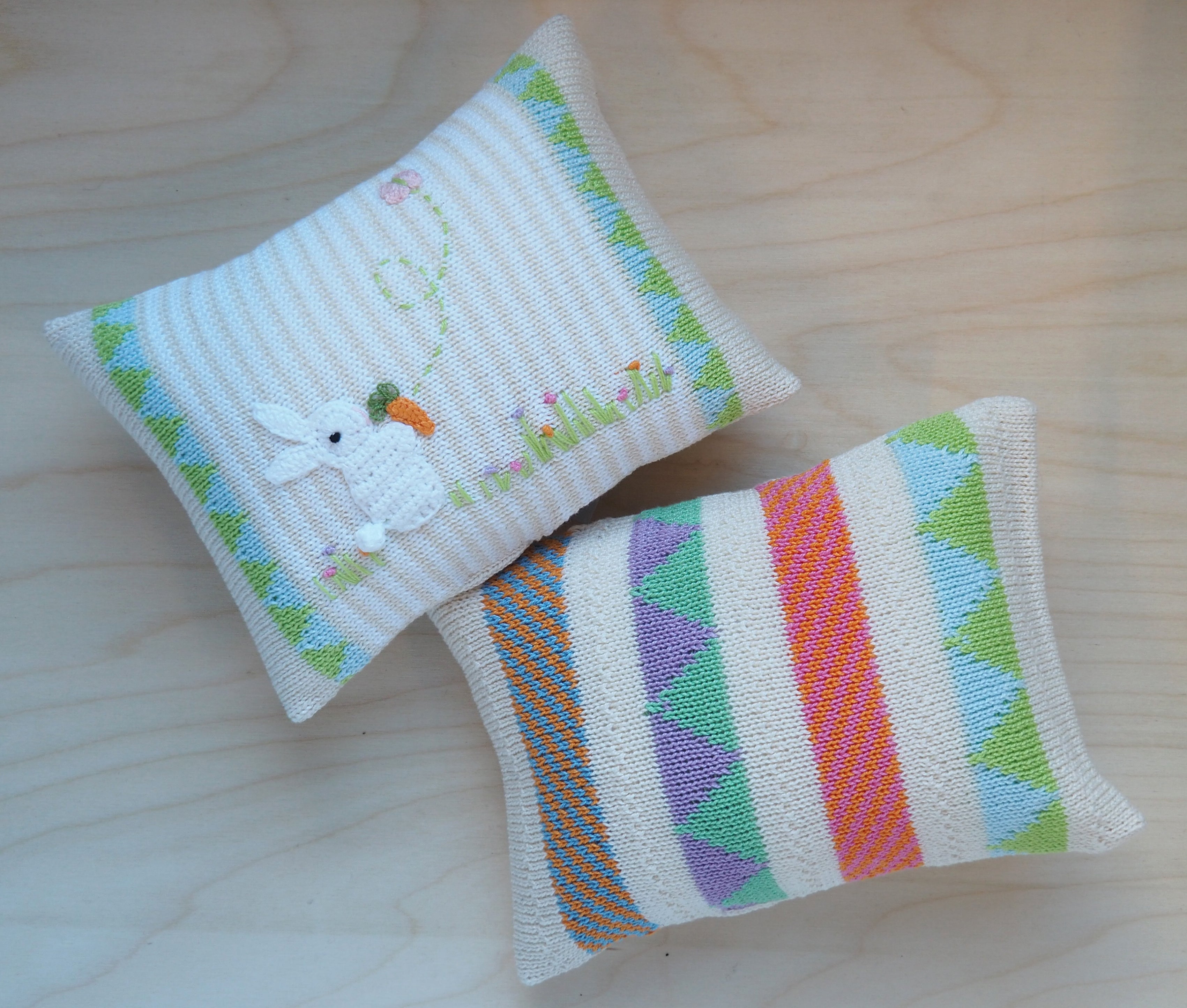 Ecru Mini Pillow, Bright Stripes