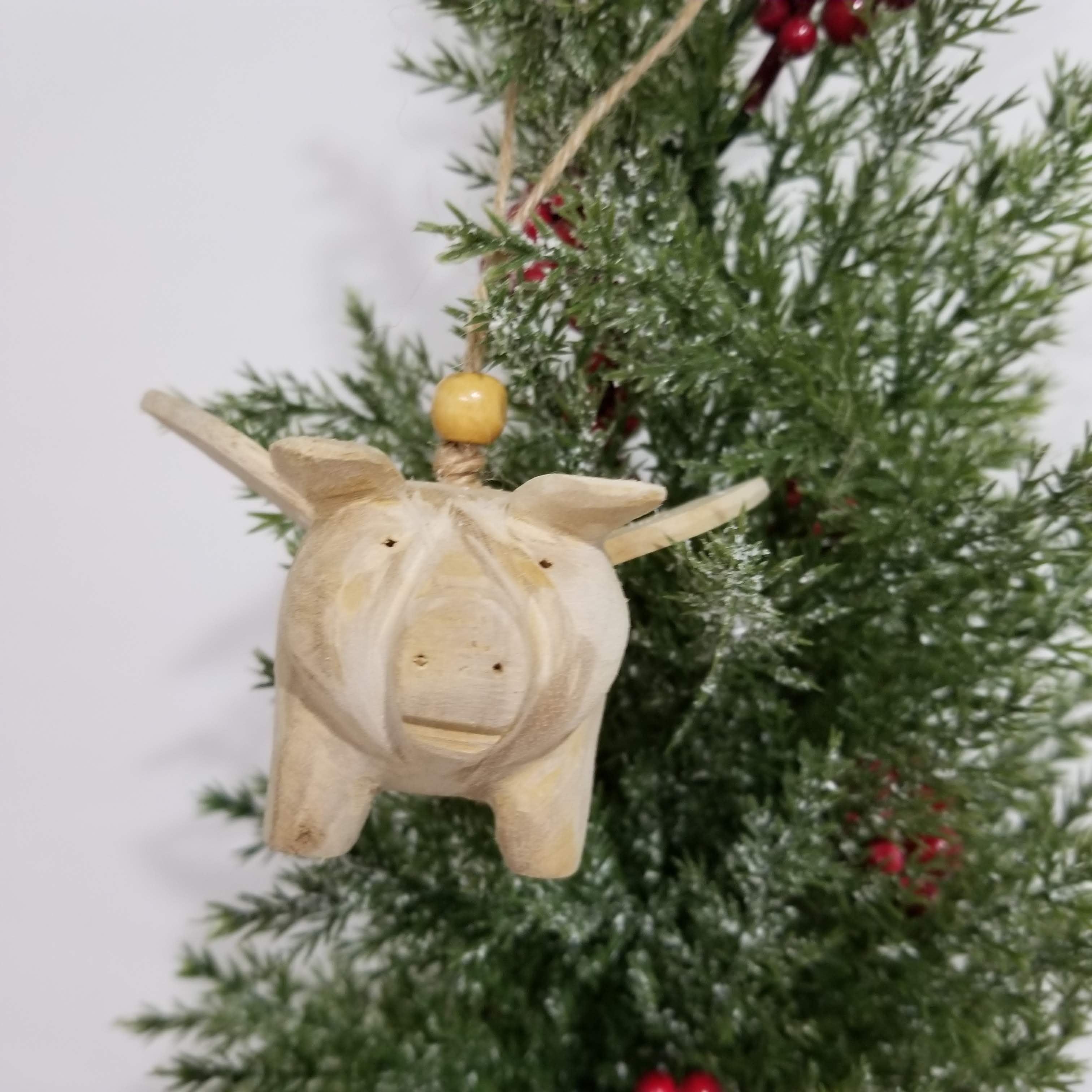 Wooden Flying Pig Ornament