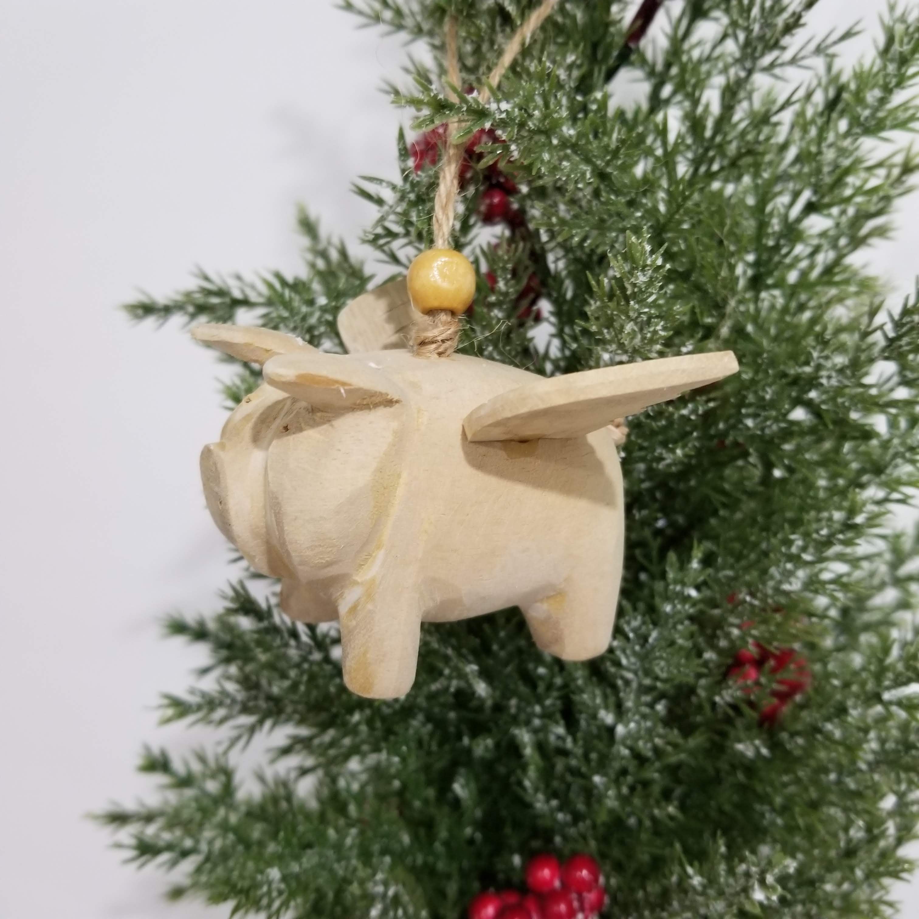 Wooden Flying Pig Ornament