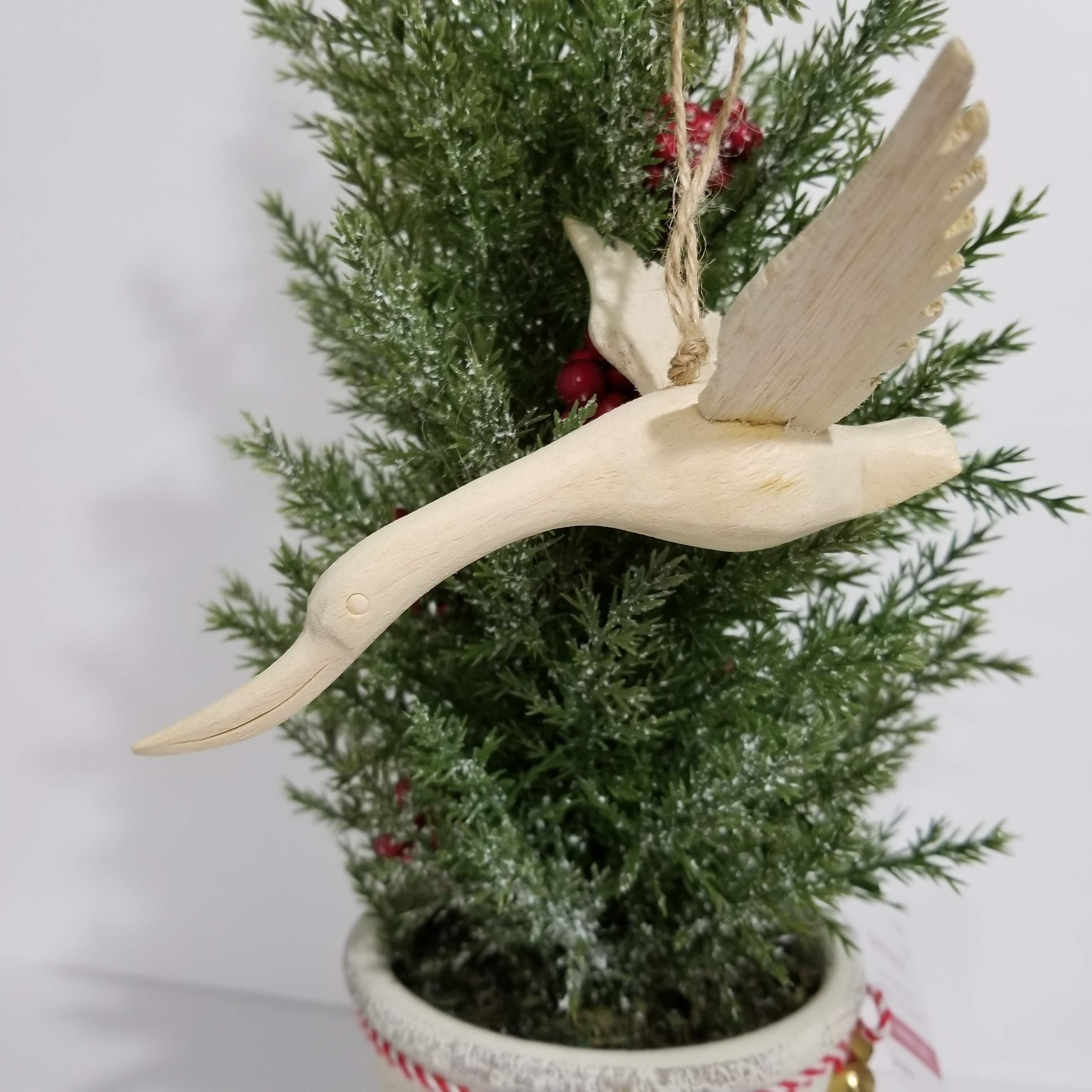 Wooden Flying Heron Ornament