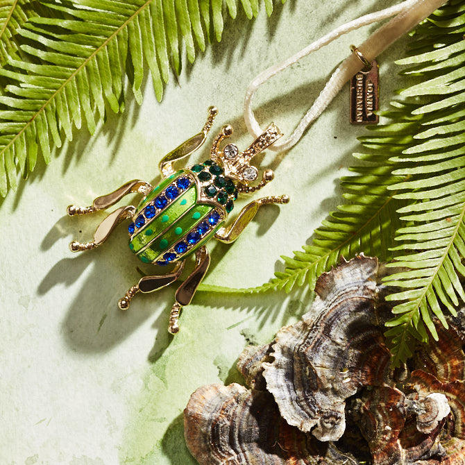 Enamel Beetle Hanging Ornament, Bright