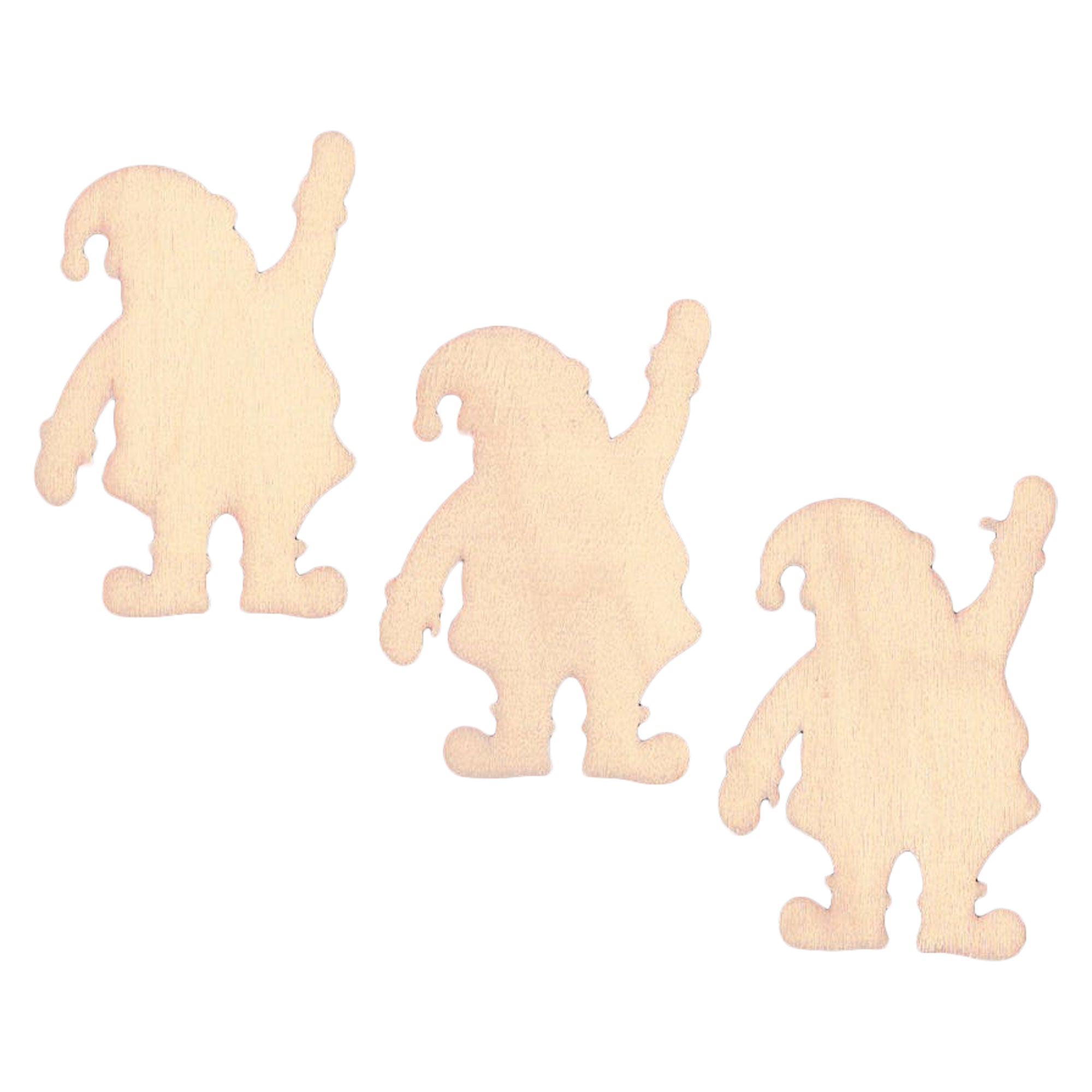 3 Santa Claus Unfinished Wooden Shapes Craft Cutouts Diy Unpainted 3d Plaques 4 Inches