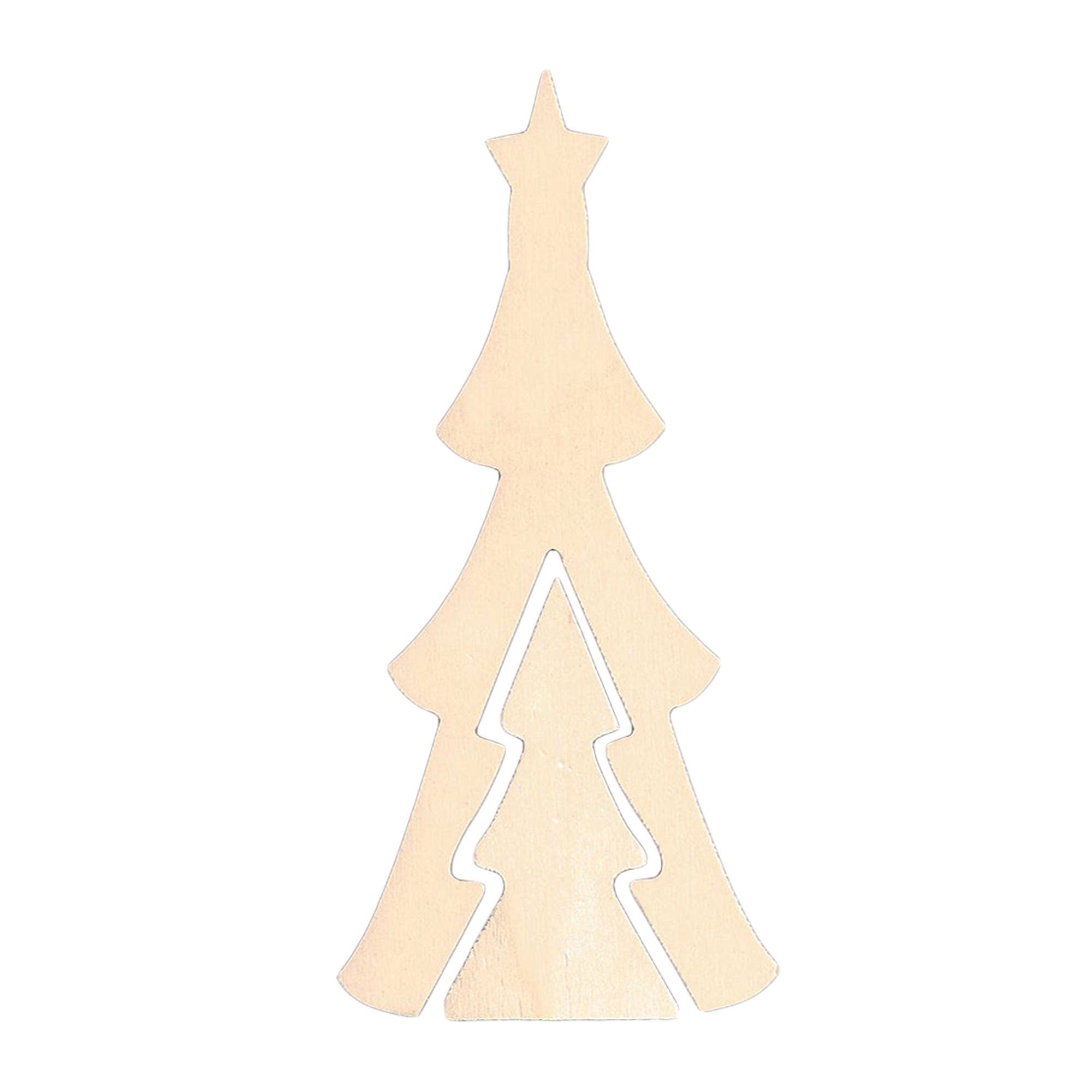 Unfinished Standing Wooden Double Christmas Tree Shape Cutout Diy Craft 9.5 Inches