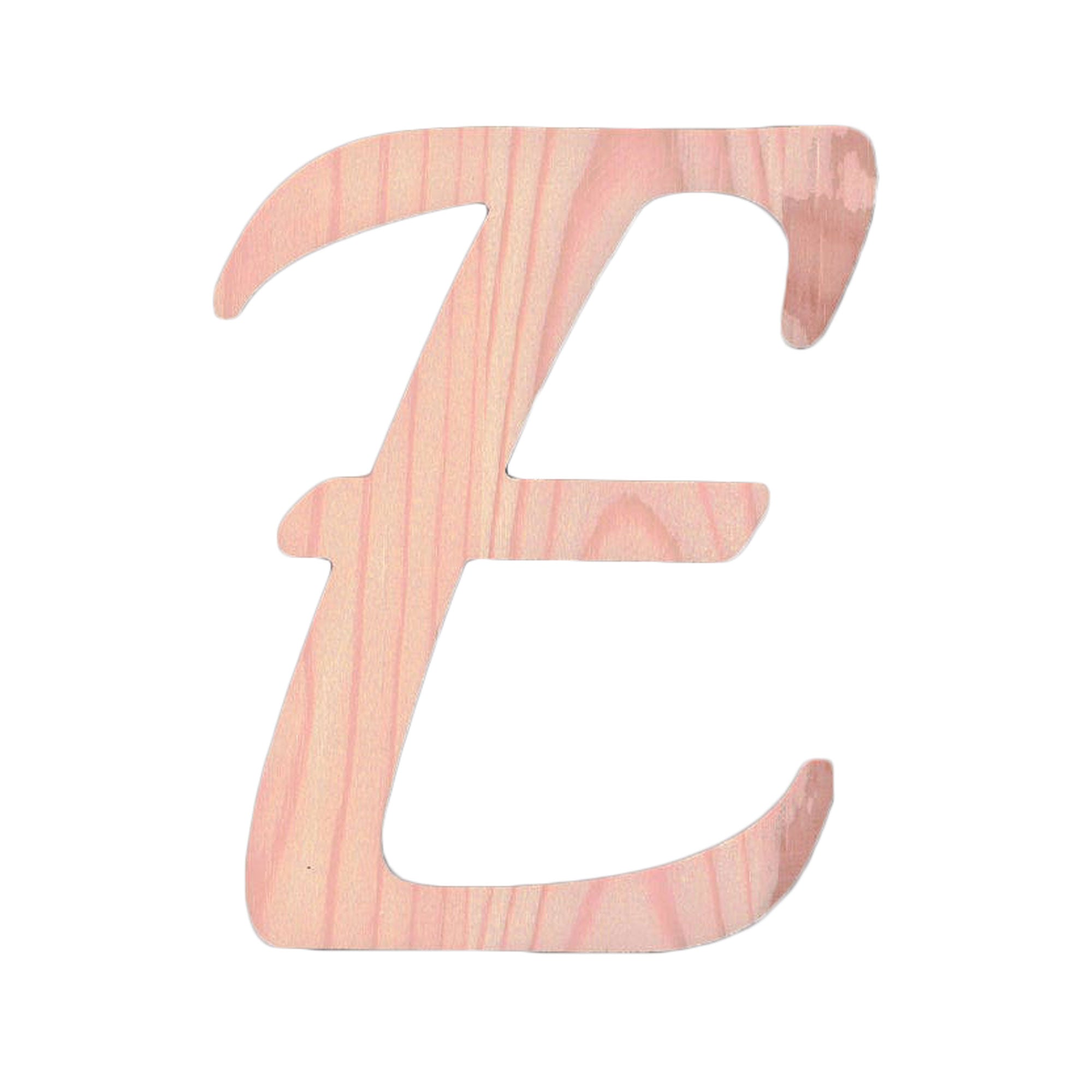 Unfinished Wooden Playball Italic Letter E (6.25 Inches)