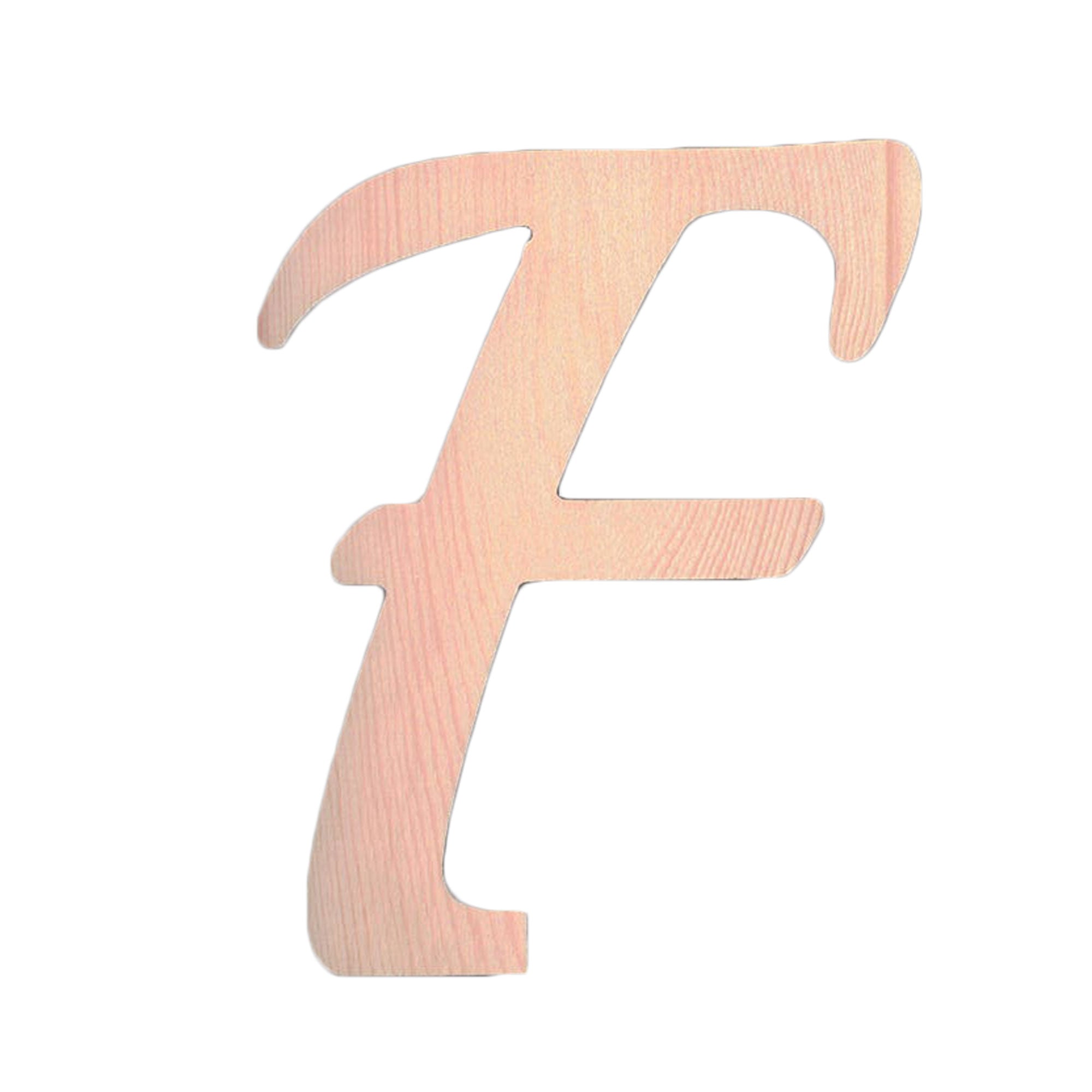 Unfinished Wooden Playball Italic Letter F (6.25 Inches)