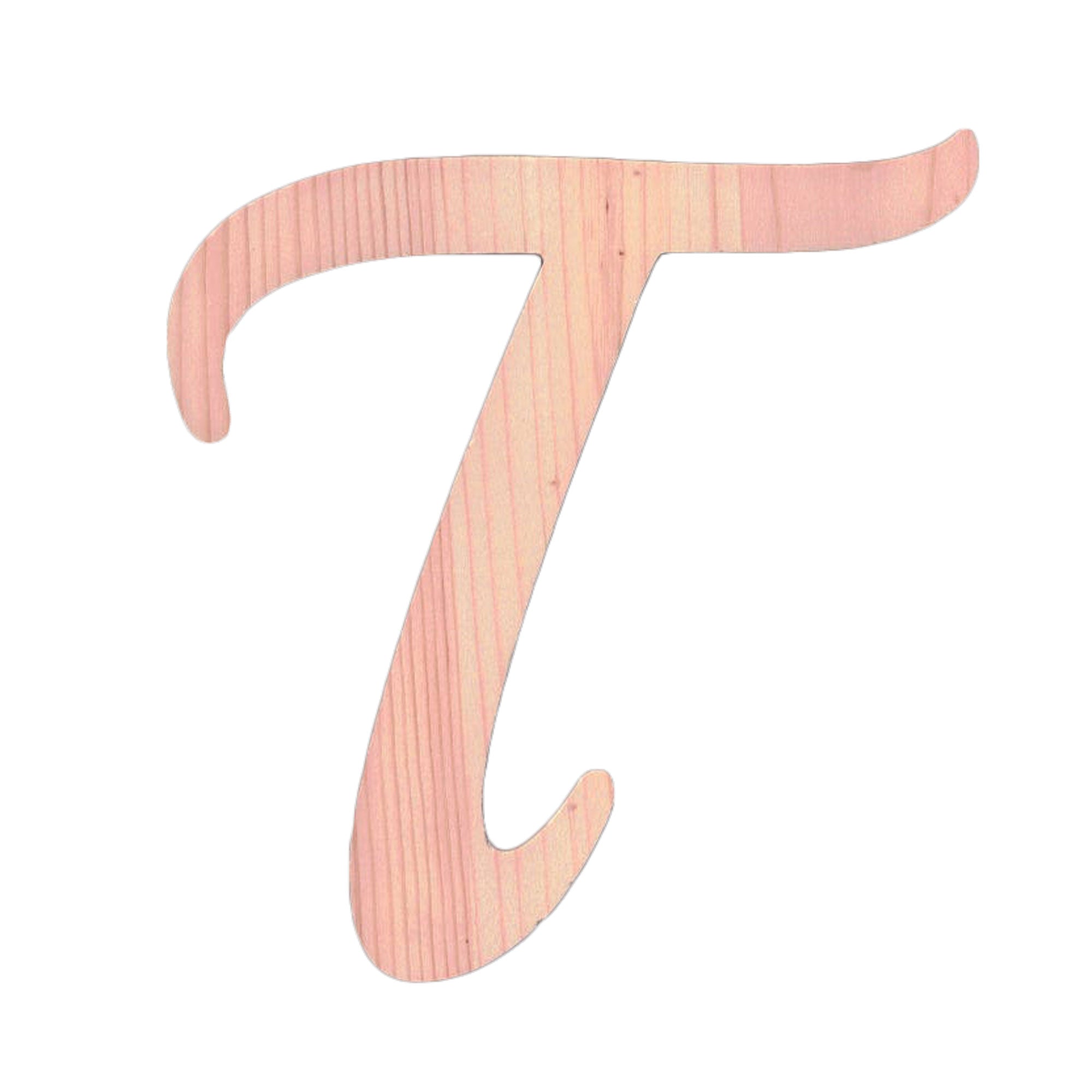 Unfinished Wooden Playball Italic Letter T (6.25 Inches)