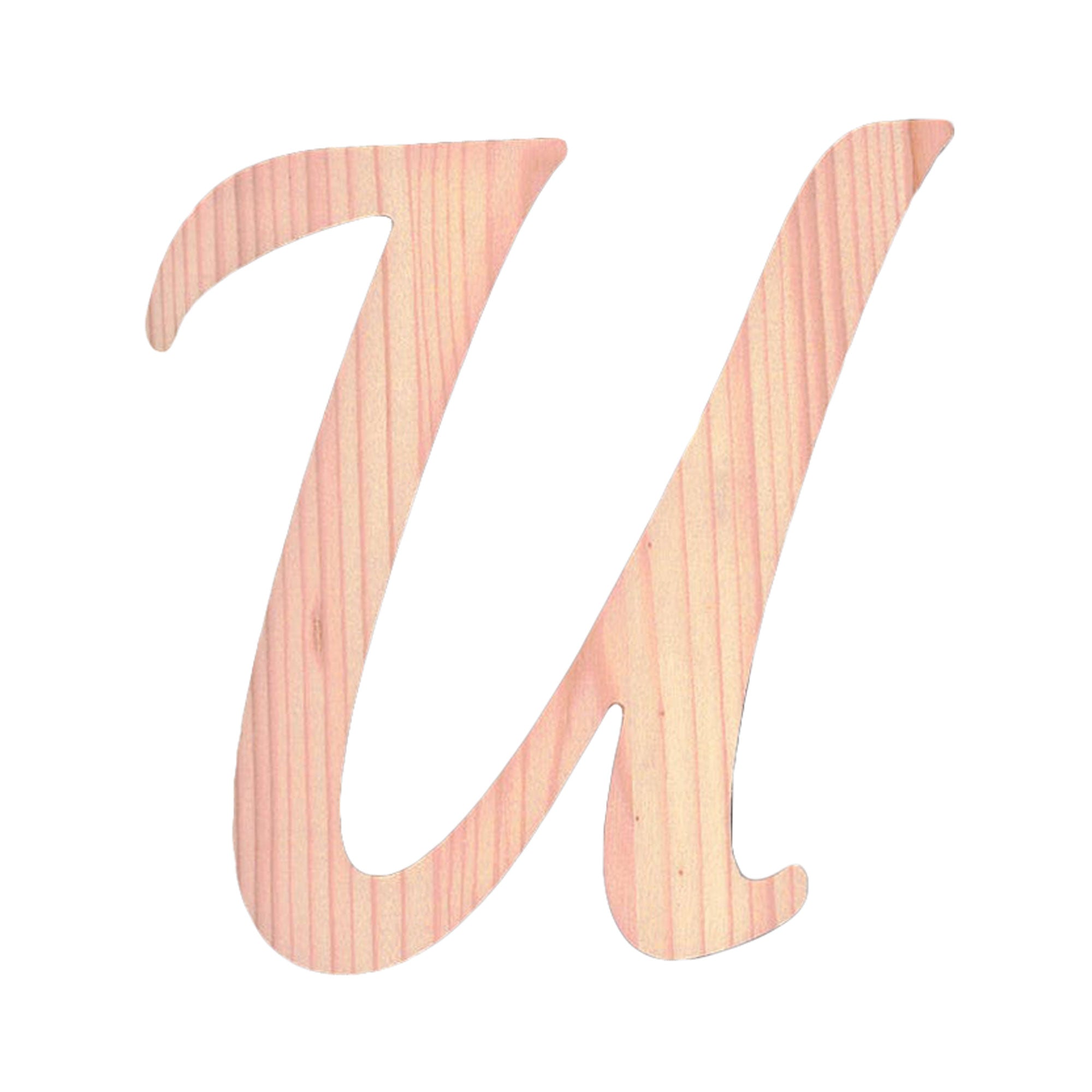 Unfinished Wooden Playball Italic Letter U (6.25 Inches)