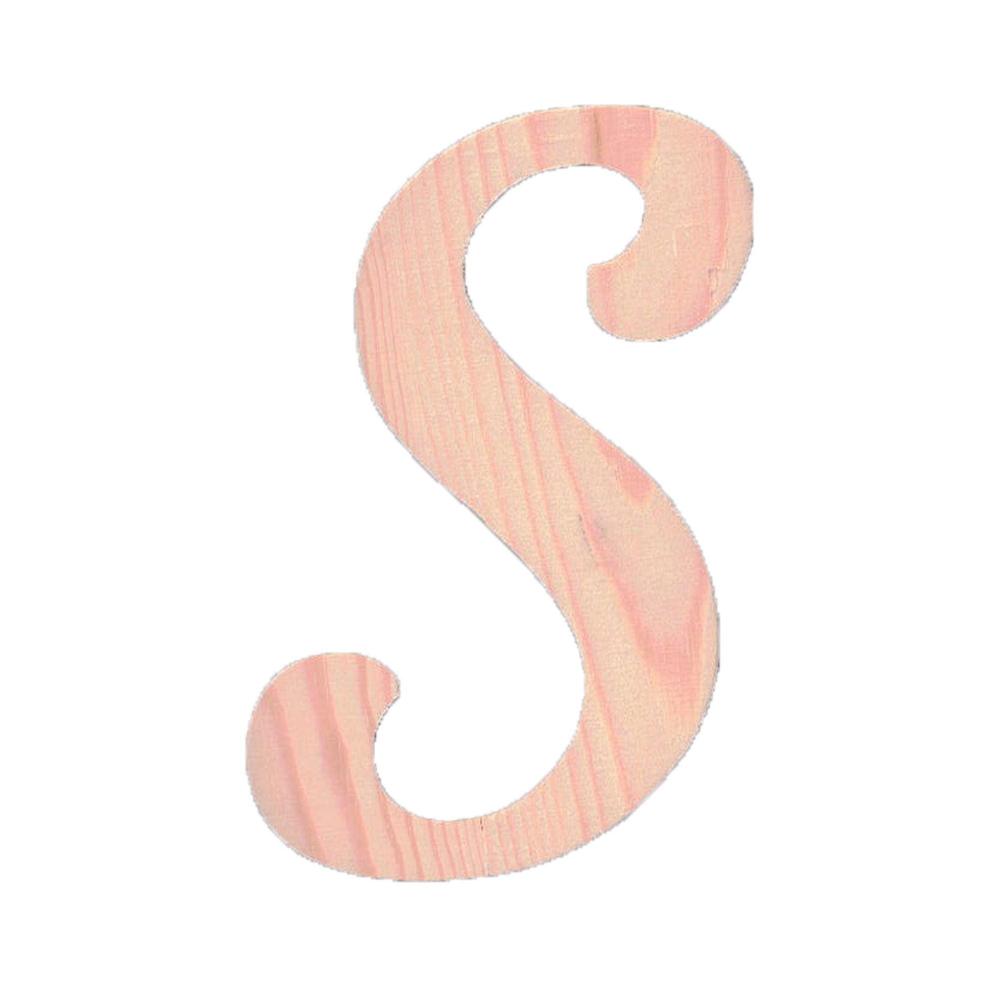 Unfinished Wooden Playball Italic Letter S (6.25 Inches)